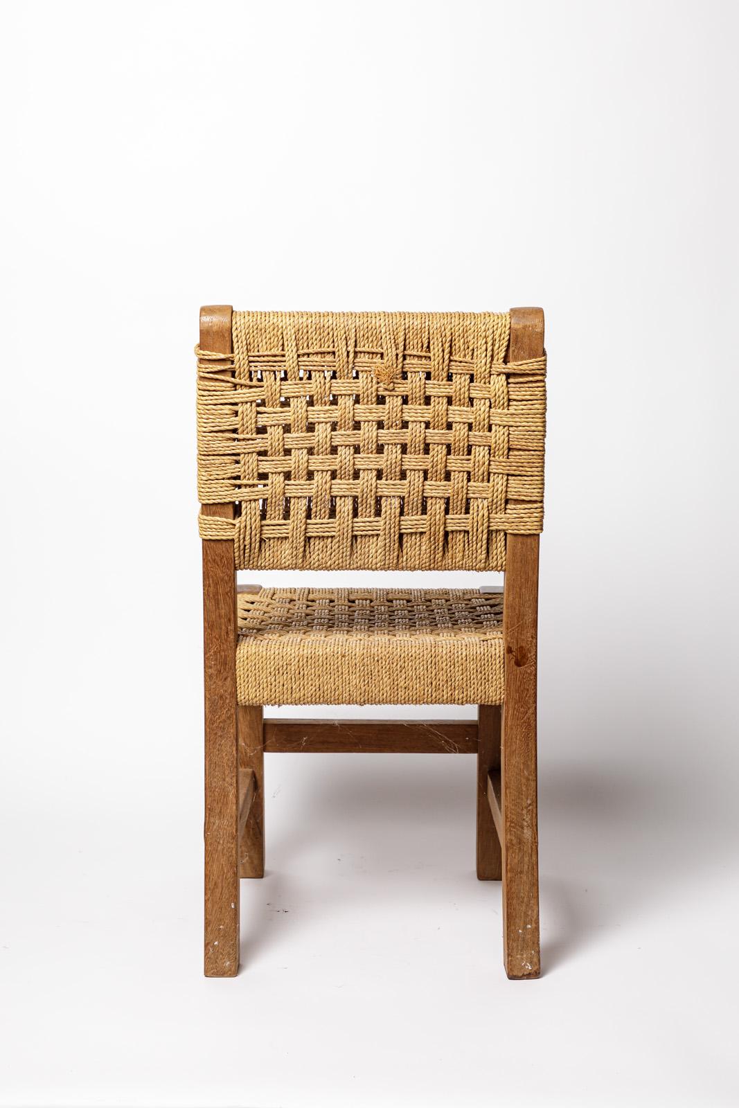 Kinderstuhl aus Holz und Schnur im Design von AUdoux Minnet aus dem 20. Jahrhundert (Moderne der Mitte des Jahrhunderts) im Angebot