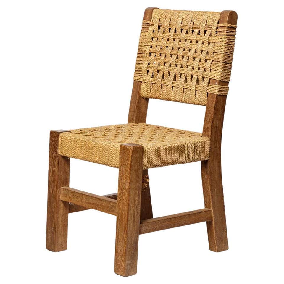 20th century children design wood and cord lounge chair style Audoux ...