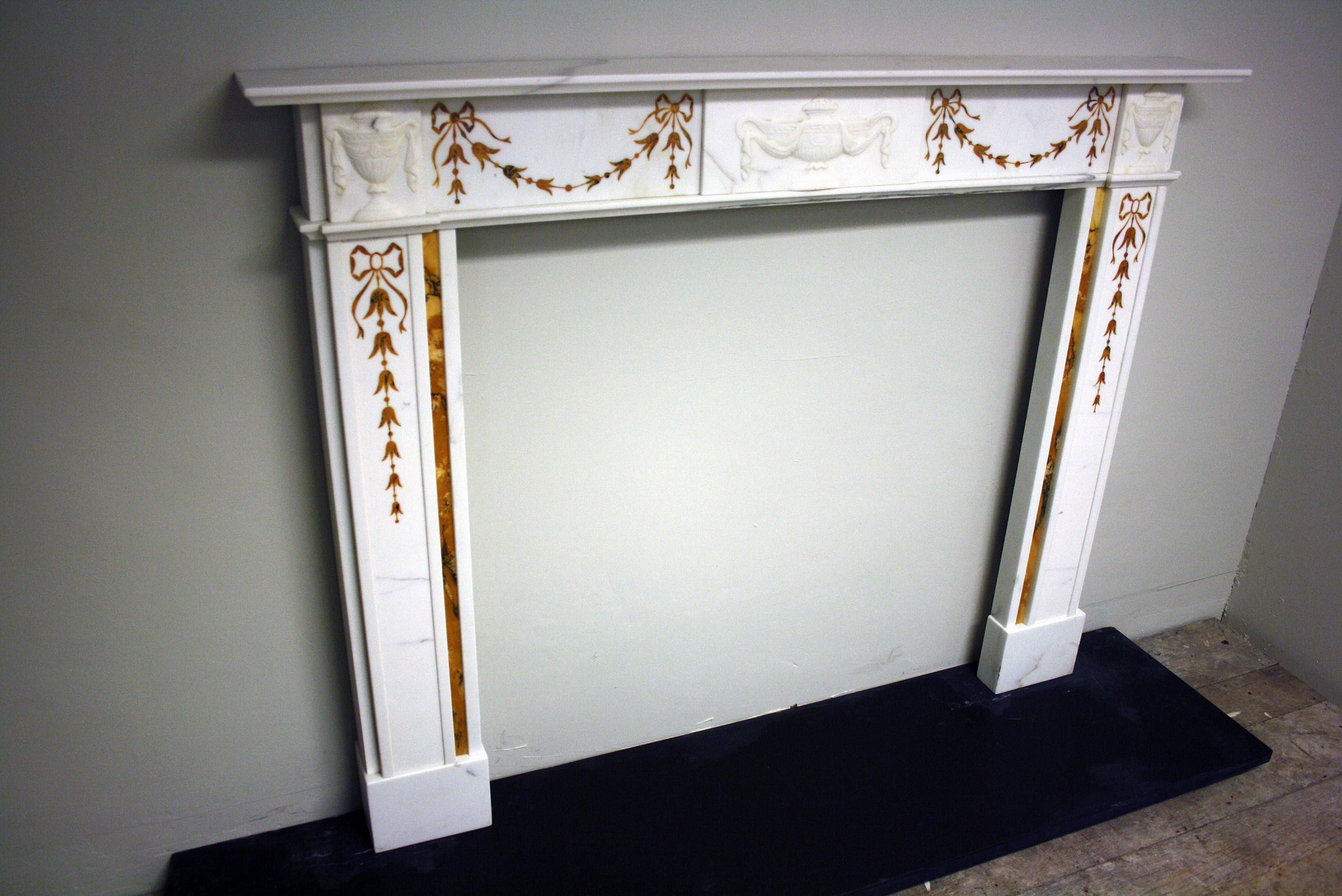 Carved 20th Century English Marble Chimney Piece For Sale