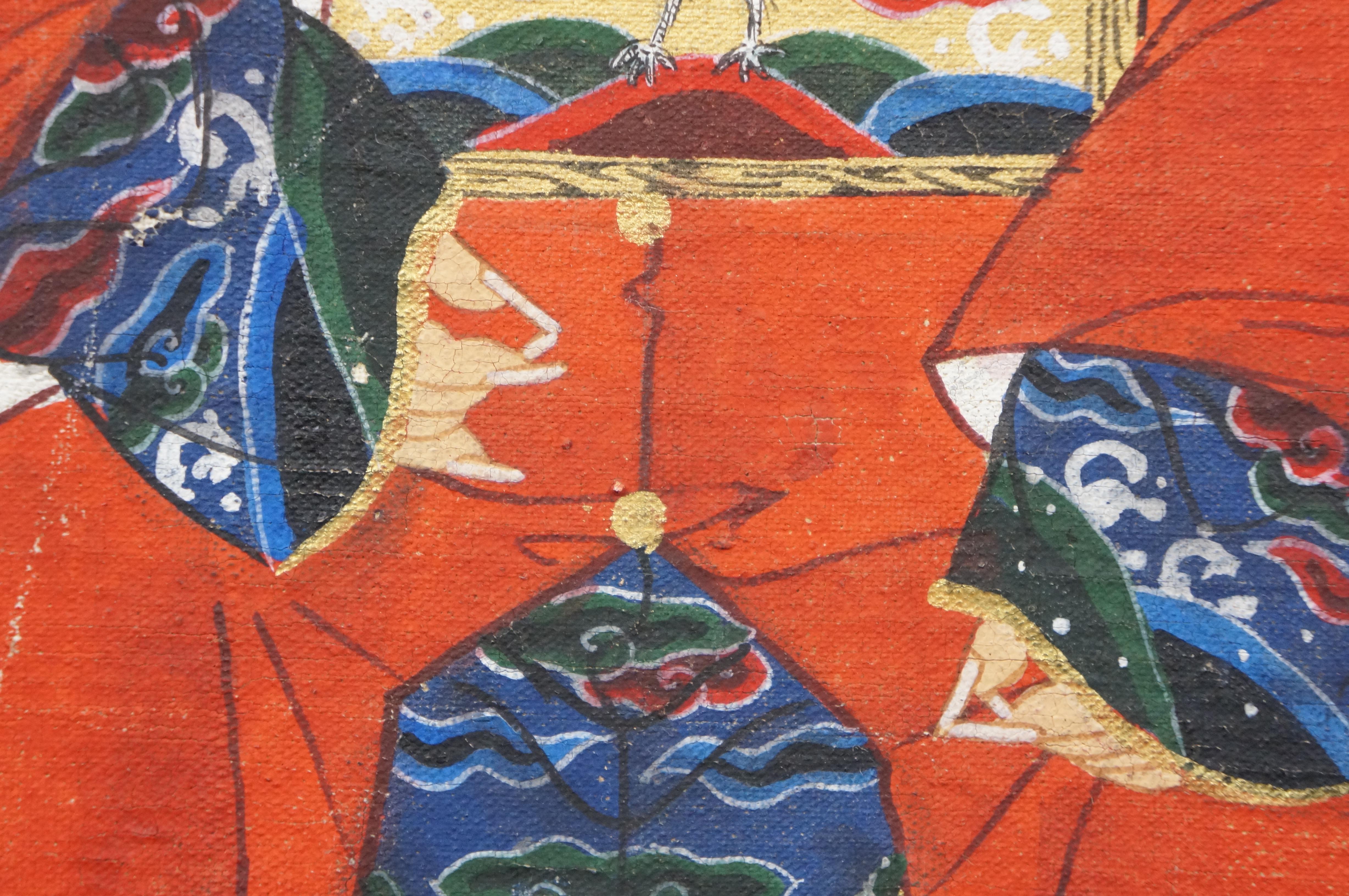 20. Jahrhundert Chinesisch Vorfahren Porträt Gemälde Kaiser Kaiserin Öl Leinwand 31