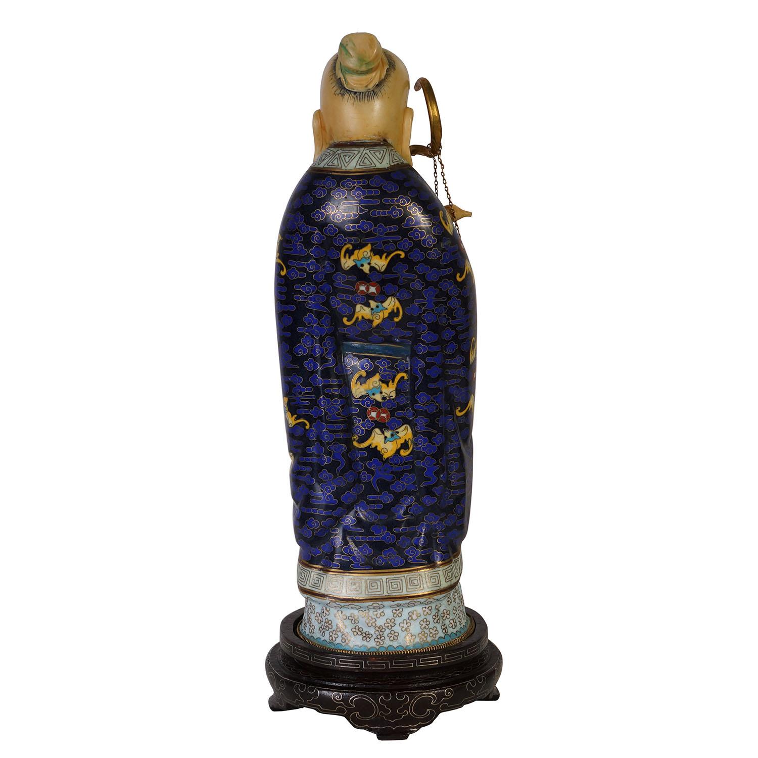 Statue d'étoile chinoise ancienne de longévité en cloisonné du 20ème siècle en vente 2