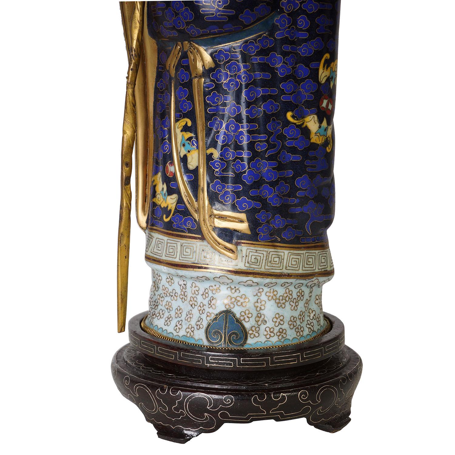 Statue d'étoile chinoise ancienne de longévité en cloisonné du 20ème siècle Bon état - En vente à Pomona, CA