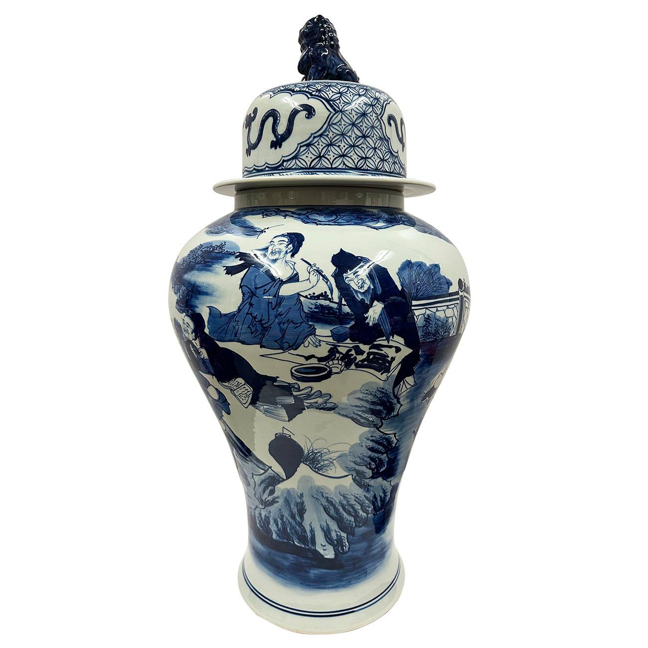 Pot à gingembre chinois du 20e siècle en porcelaine bleue et blanche en vente 4