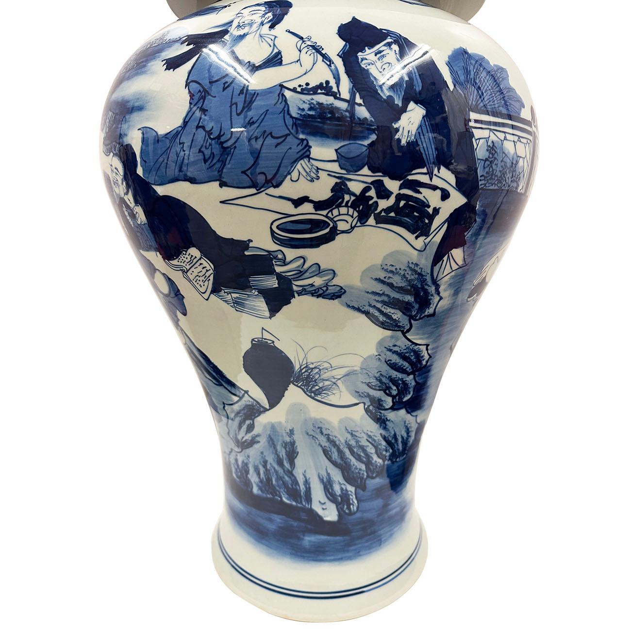 Pot à gingembre chinois du 20e siècle en porcelaine bleue et blanche en vente 5