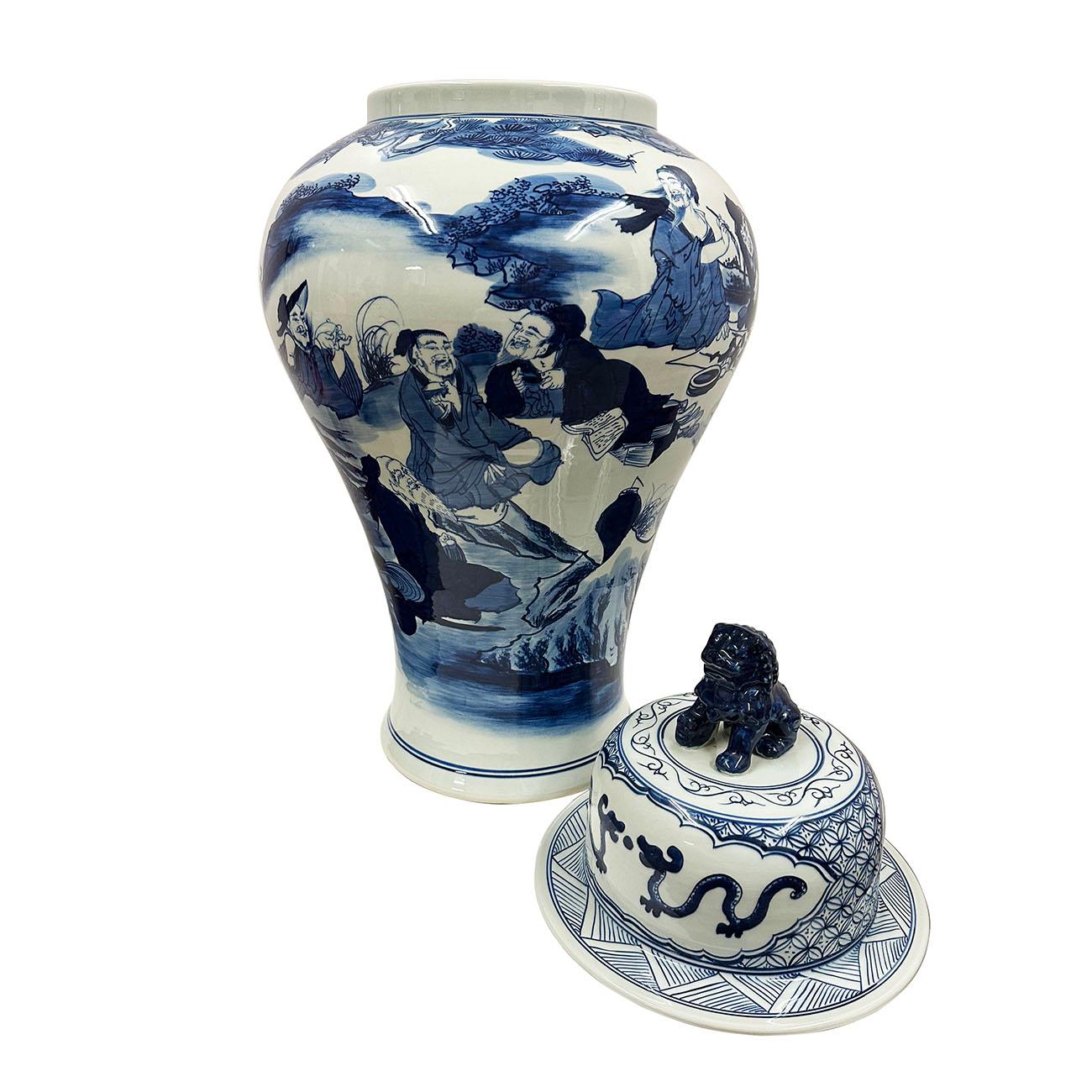 Pot à gingembre chinois du 20e siècle en porcelaine bleue et blanche en vente 7