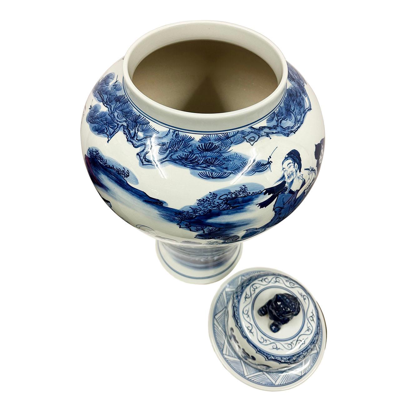 Pot à gingembre chinois du 20e siècle en porcelaine bleue et blanche en vente 8