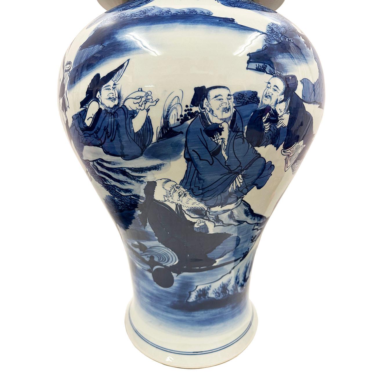 Chinesisches blau-weißes Porzellan- Ingwerglas aus dem 20. Jahrhundert im Angebot 1