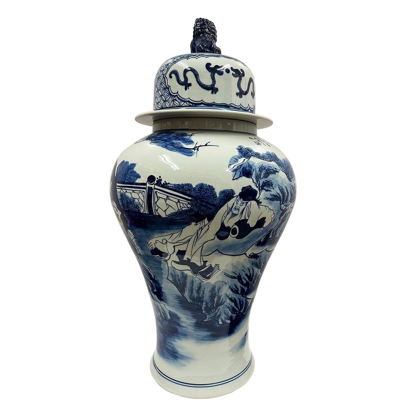 Chinesisches blau-weißes Porzellan- Ingwerglas aus dem 20. Jahrhundert im Angebot 4