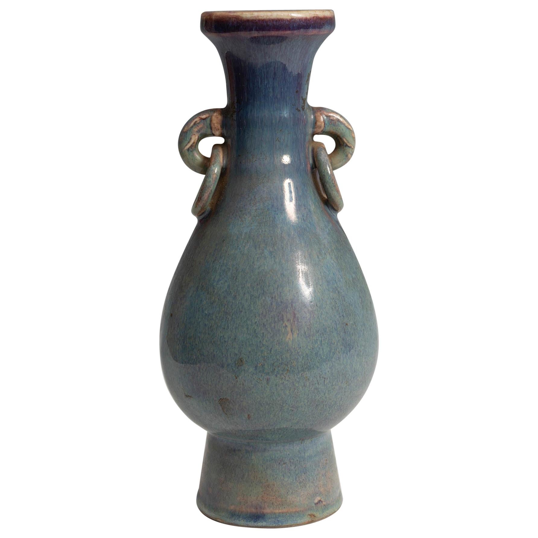 20th Century Chinese Blue Flambe-Glazed Porcelain Enamel Vase