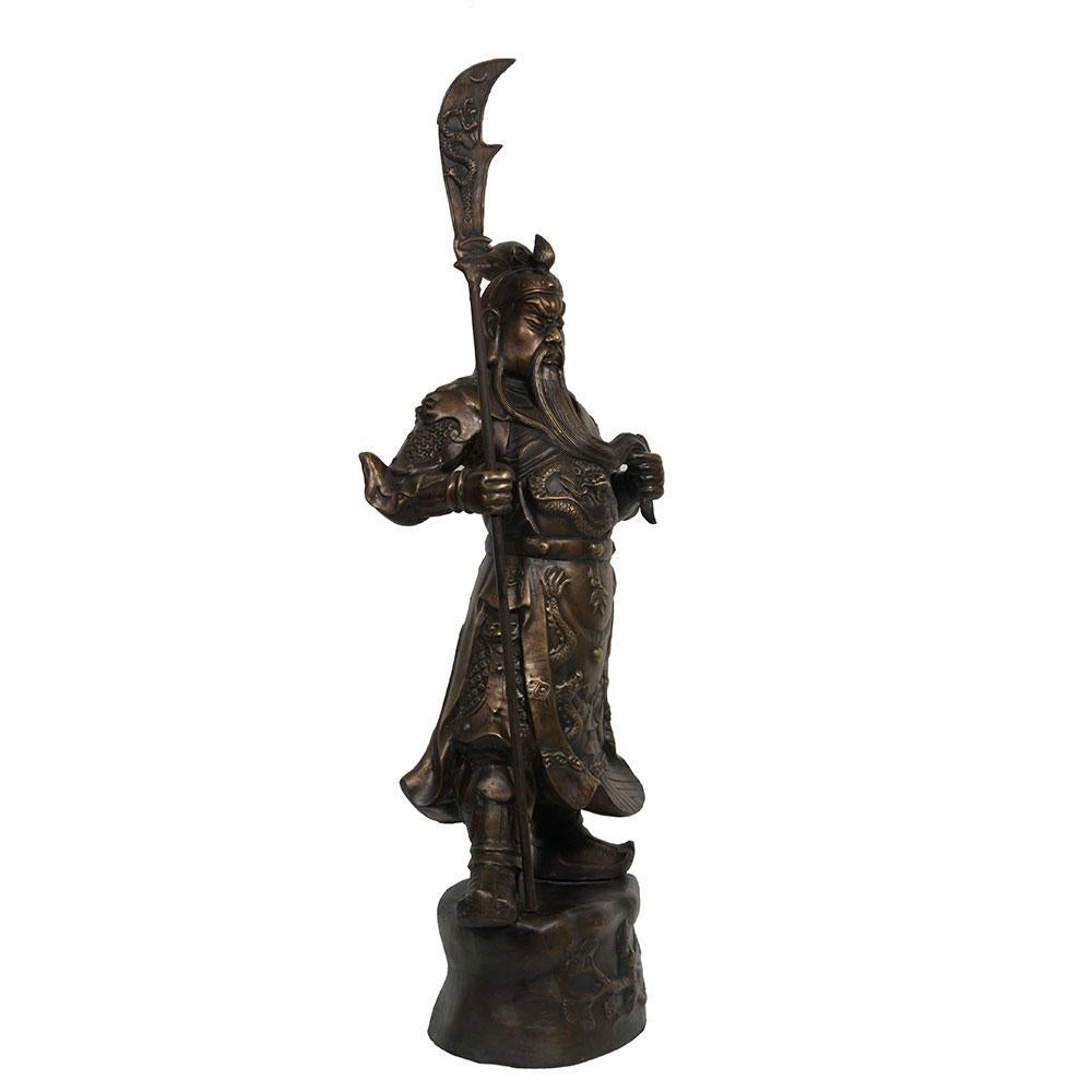 20th Century Chinese Bronze God of Warrior Guan Gong Statuary For Sale 3