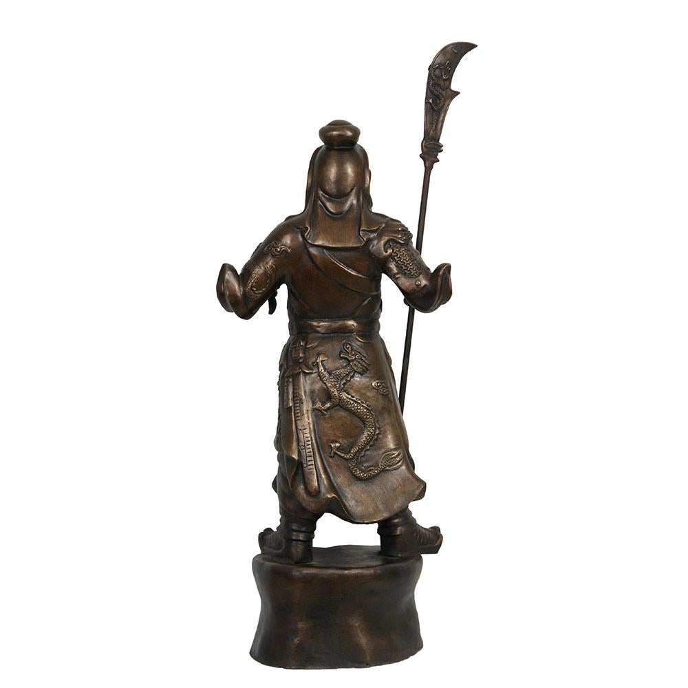 20th Century Chinese Bronze God of Warrior Guan Gong Statuary For Sale 4