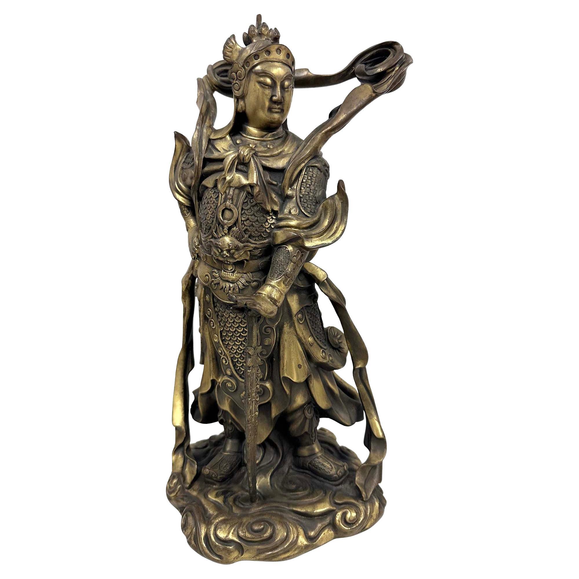 20th-Century Chinese Bronze Wei Tuo Bodhisattva Statue