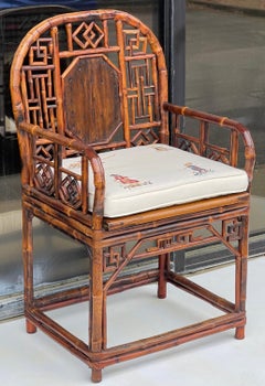 20th Century Chinese Burnt Bamboo Brighton Style Arm Chair