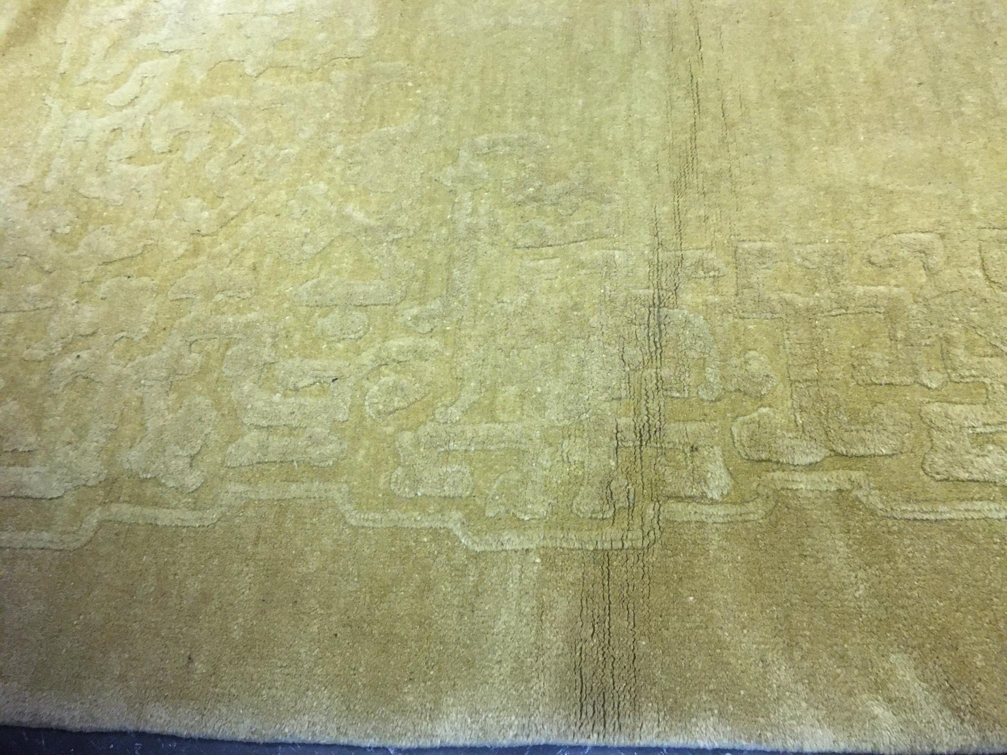 Cotton 20th century Chinese Carpet with Sculpted Border For Sale