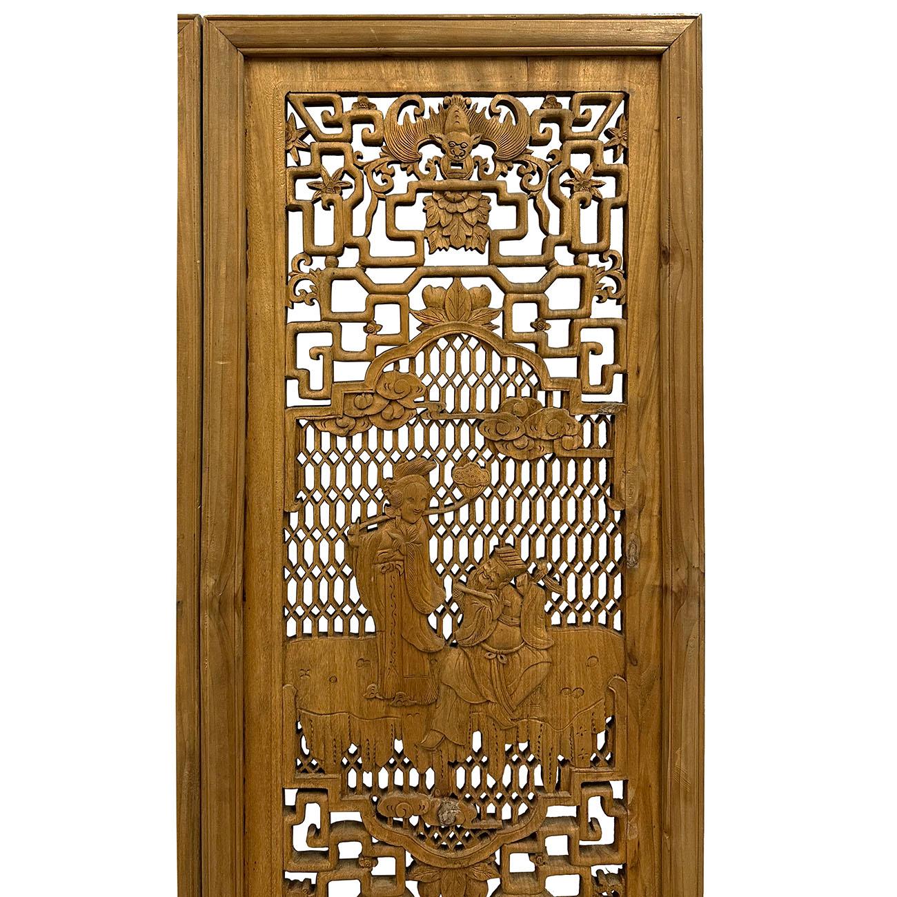 20th-Century Chinese Carved 8 Immortal Figures Wooden Panels -Wall Hanging set For Sale 4