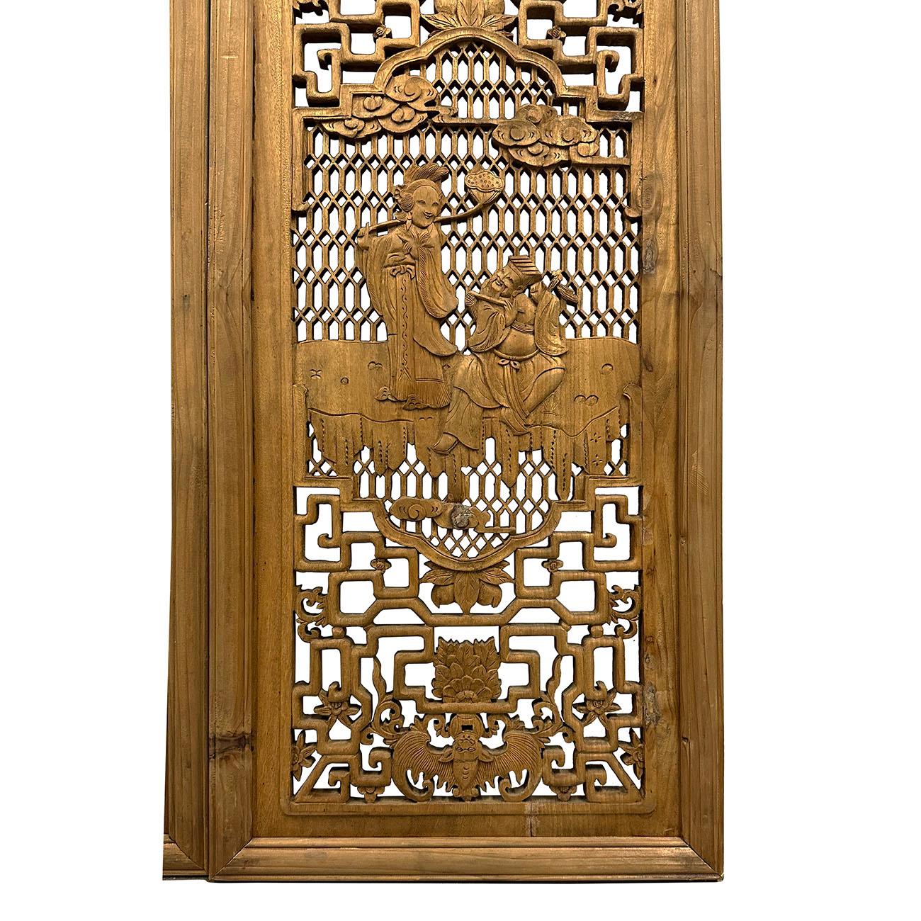 20th-Century Chinese Carved 8 Immortal Figures Wooden Panels -Wall Hanging set For Sale 5