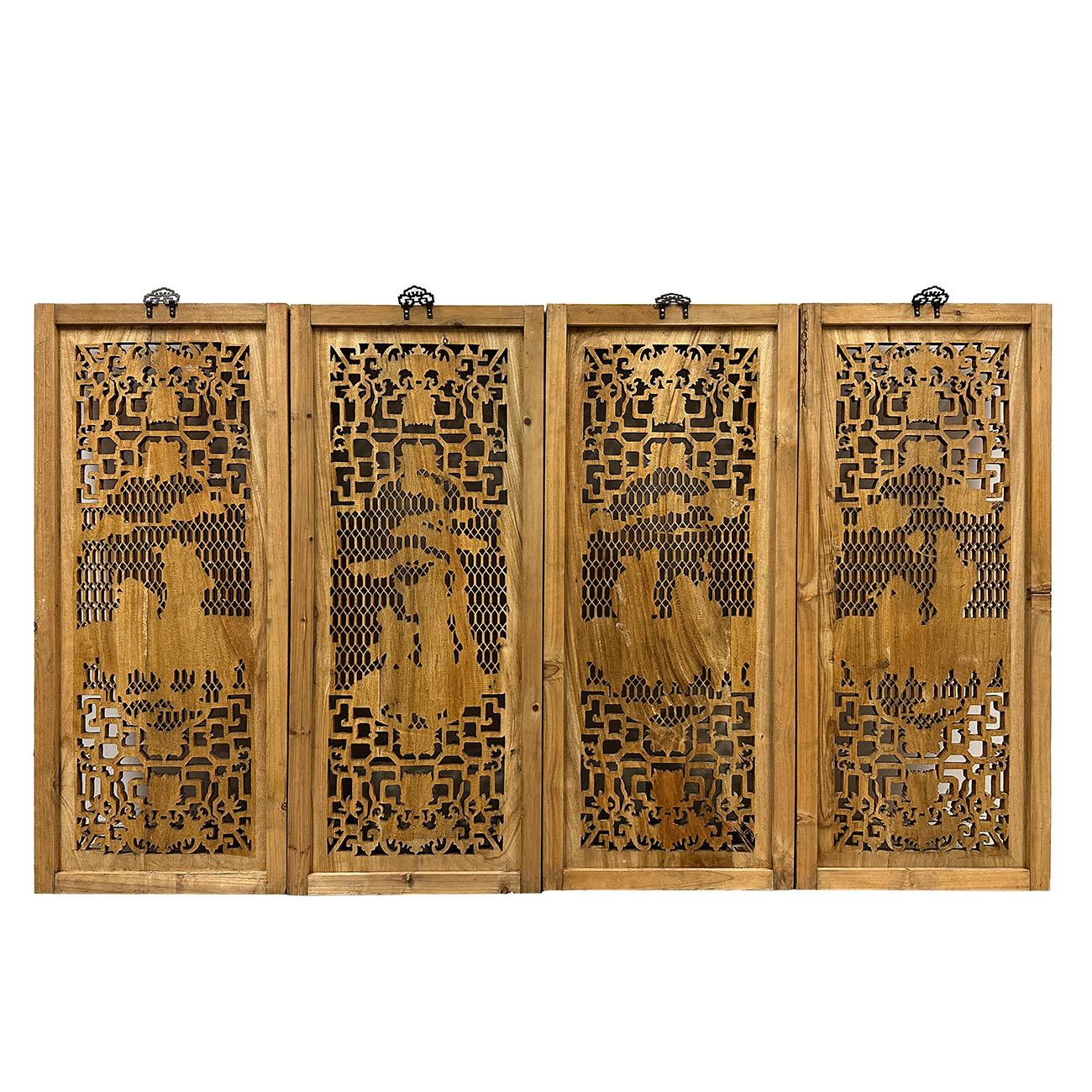 20th-Century Chinese Carved 8 Immortal Figures Wooden Panels -Wall Hanging set For Sale 6