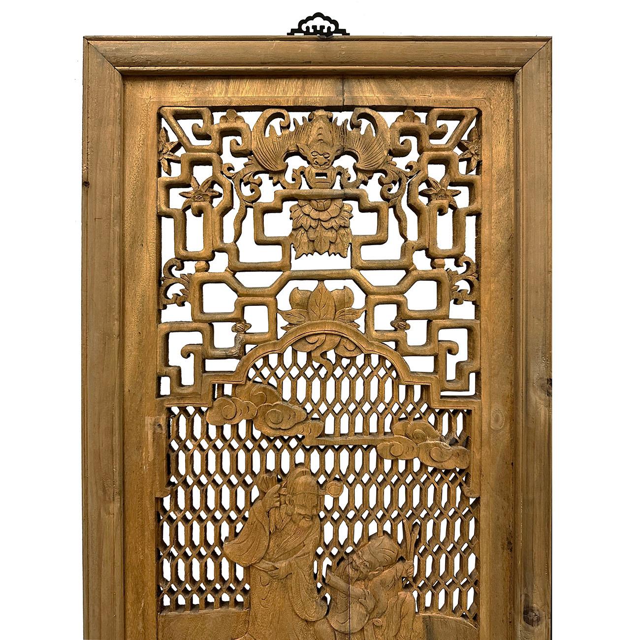 Chinese Export 20th-Century Chinese Carved 8 Immortal Figures Wooden Panels -Wall Hanging set For Sale