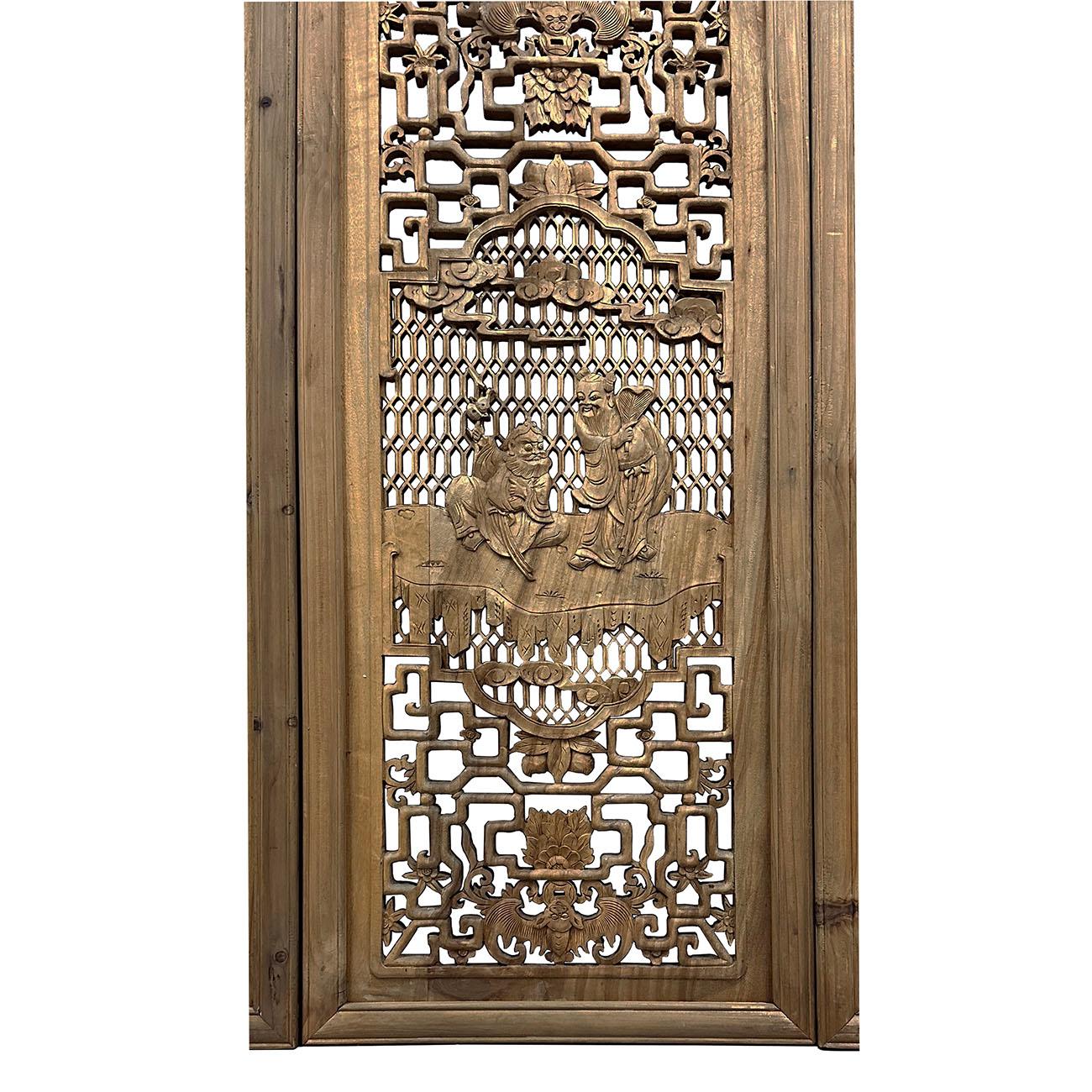 20th-Century Chinese Carved 8 Immortal Figures Wooden Panels -Wall Hanging set For Sale 3