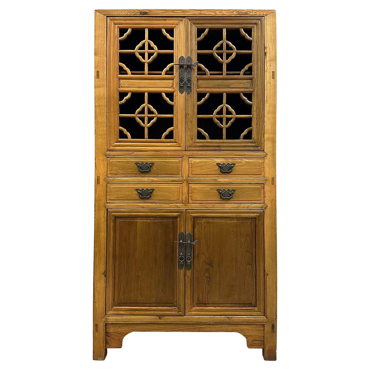 20th Century Chinese Carved Cabinet with Carved doors For Sale