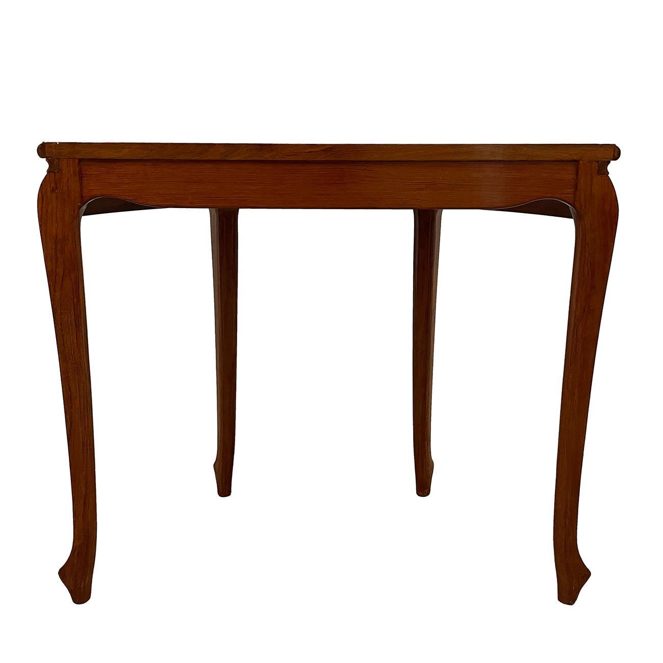 20th Century Chinese Carved HuaLi Wood Half Moon Table w/ Mother of Pearl Inlay 4