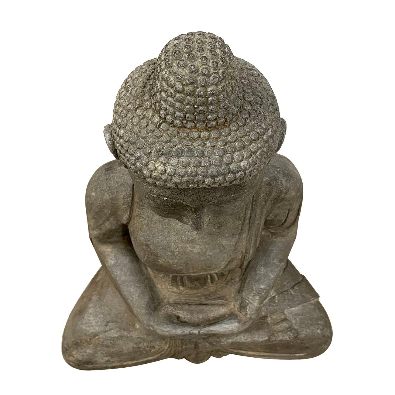 20th Century Chinese Carved Stone Meditation Amitabha Sakyamuni Buddha Statuary 6
