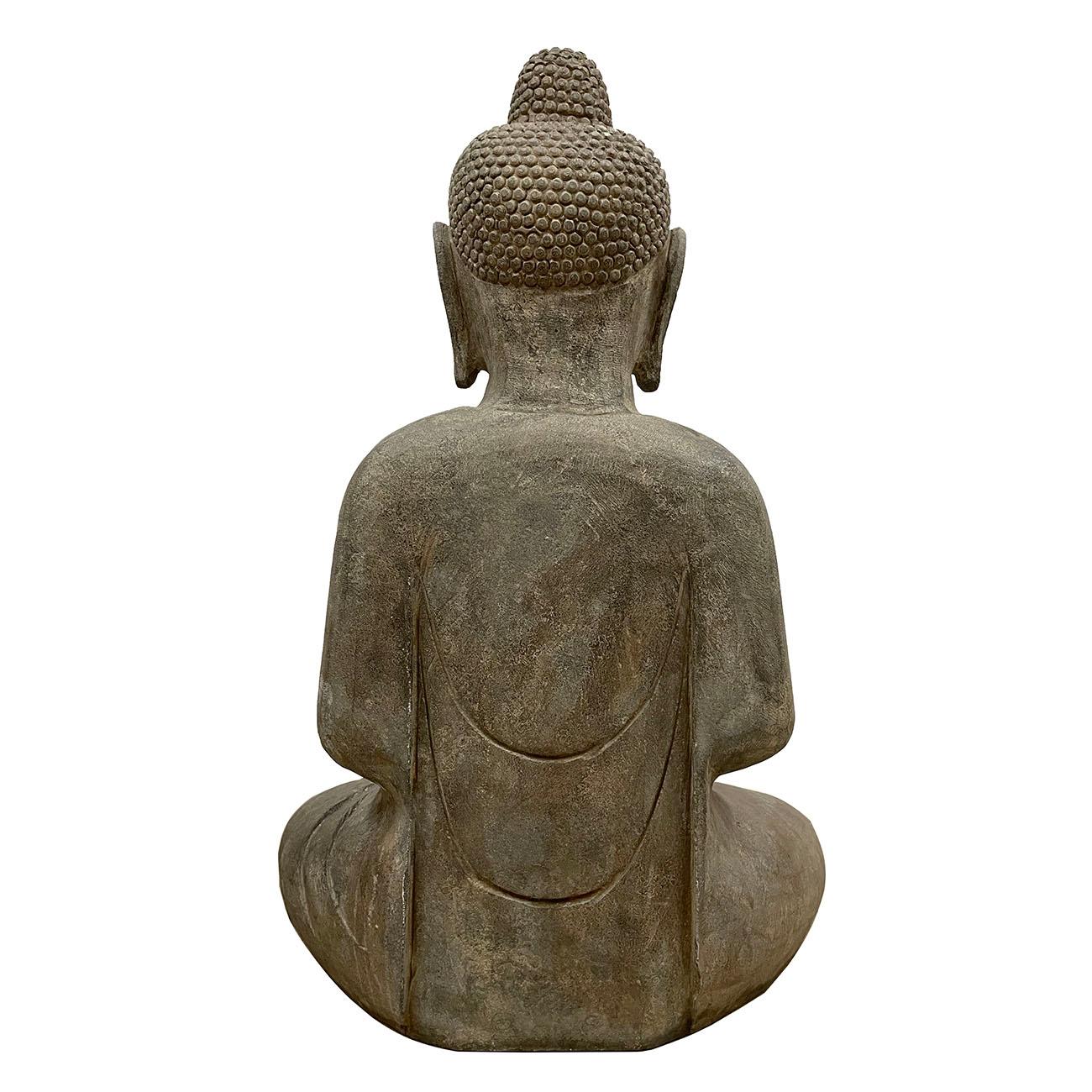 20th Century Chinese Carved Stone Meditation Amitabha Sakyamuni Buddha Statuary 7