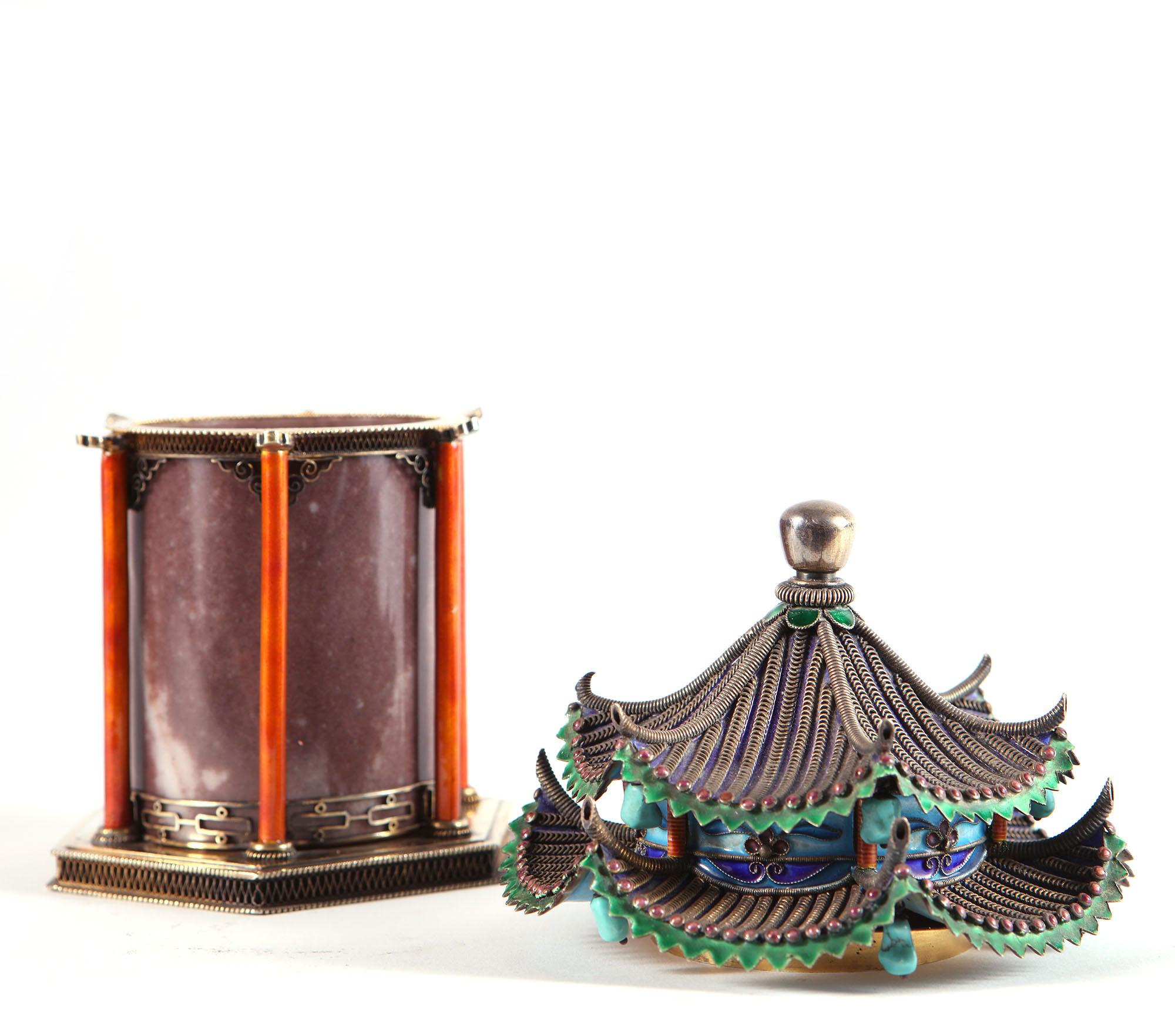 Chinese Export 20th-Century Chinese Casket in the Form of a Temple
