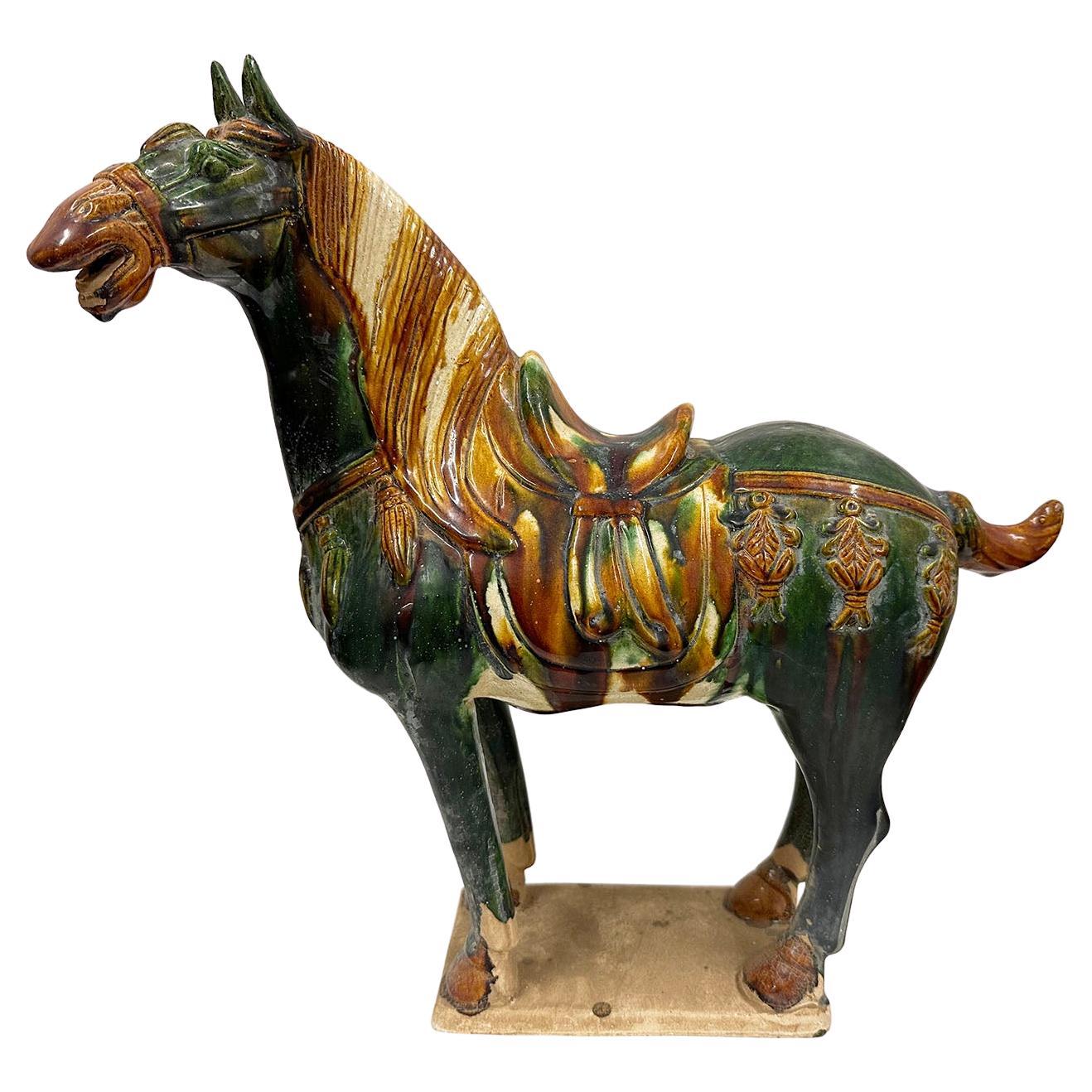 20th Century Chinese Ceramic Tang San Cai (Tri Color)Horse For Sale