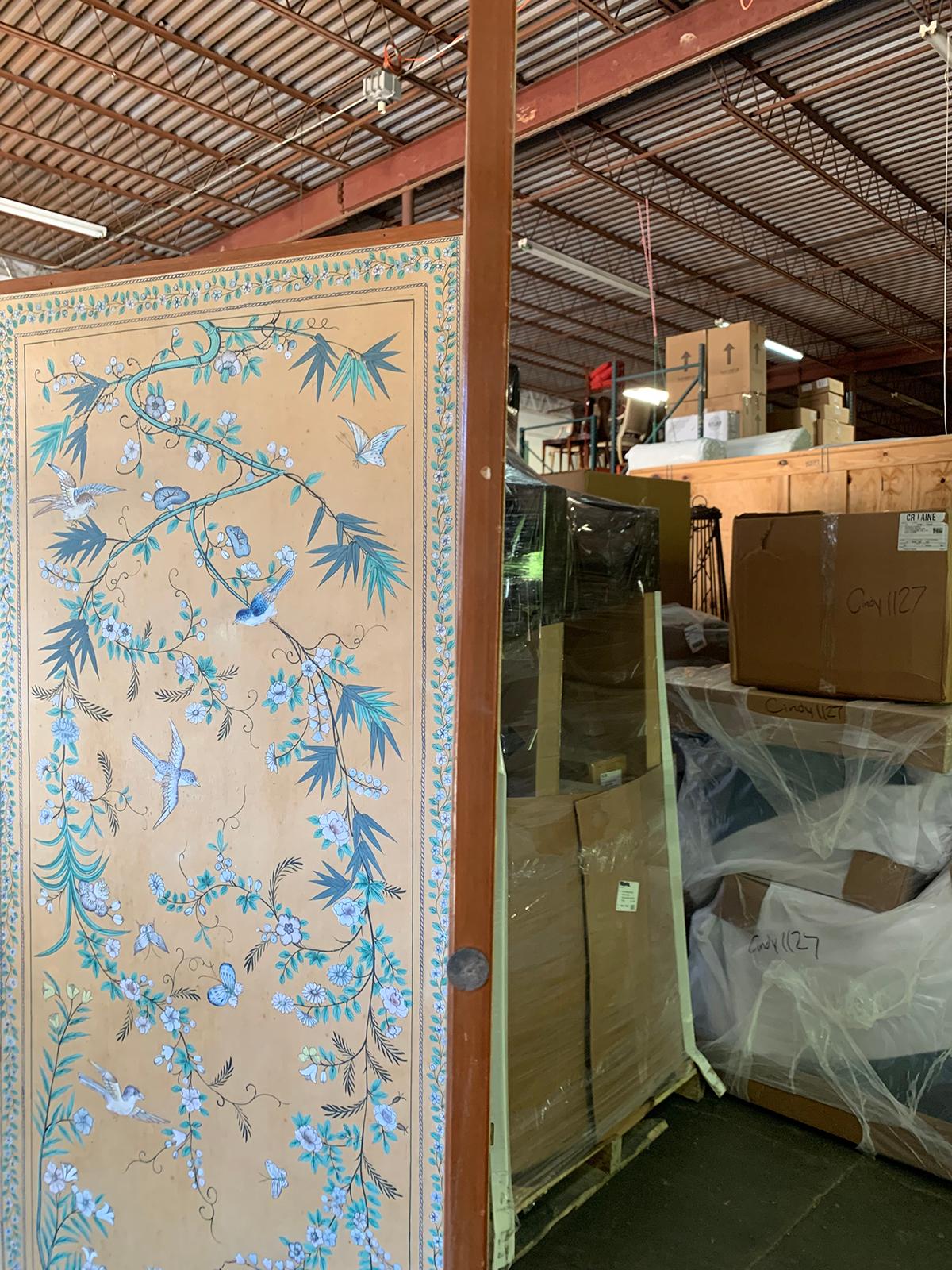 20th Century Chinese Chinoiserie Four-Panel Paper Screen 9