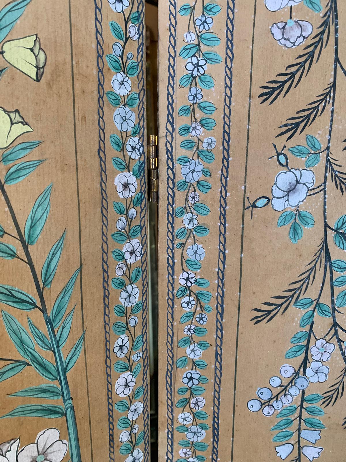20th Century Chinese Chinoiserie Four-Panel Paper Screen 1