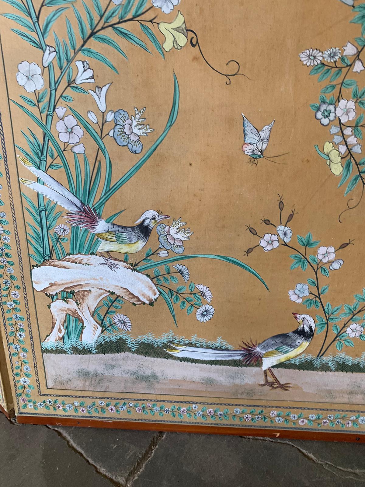 20th Century Chinese Chinoiserie Four-Panel Paper Screen 2