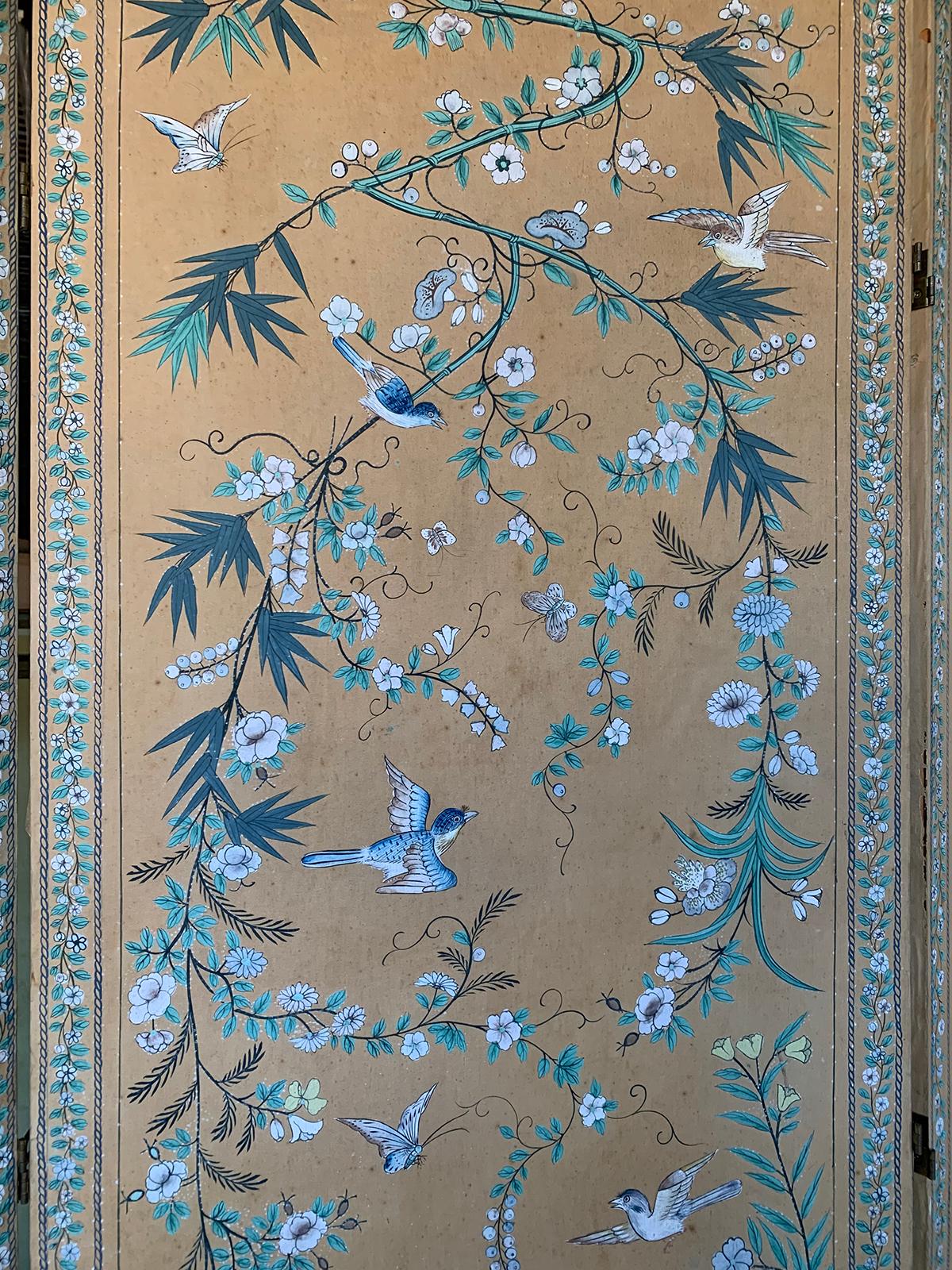 20th Century Chinese Chinoiserie Four-Panel Paper Screen 6
