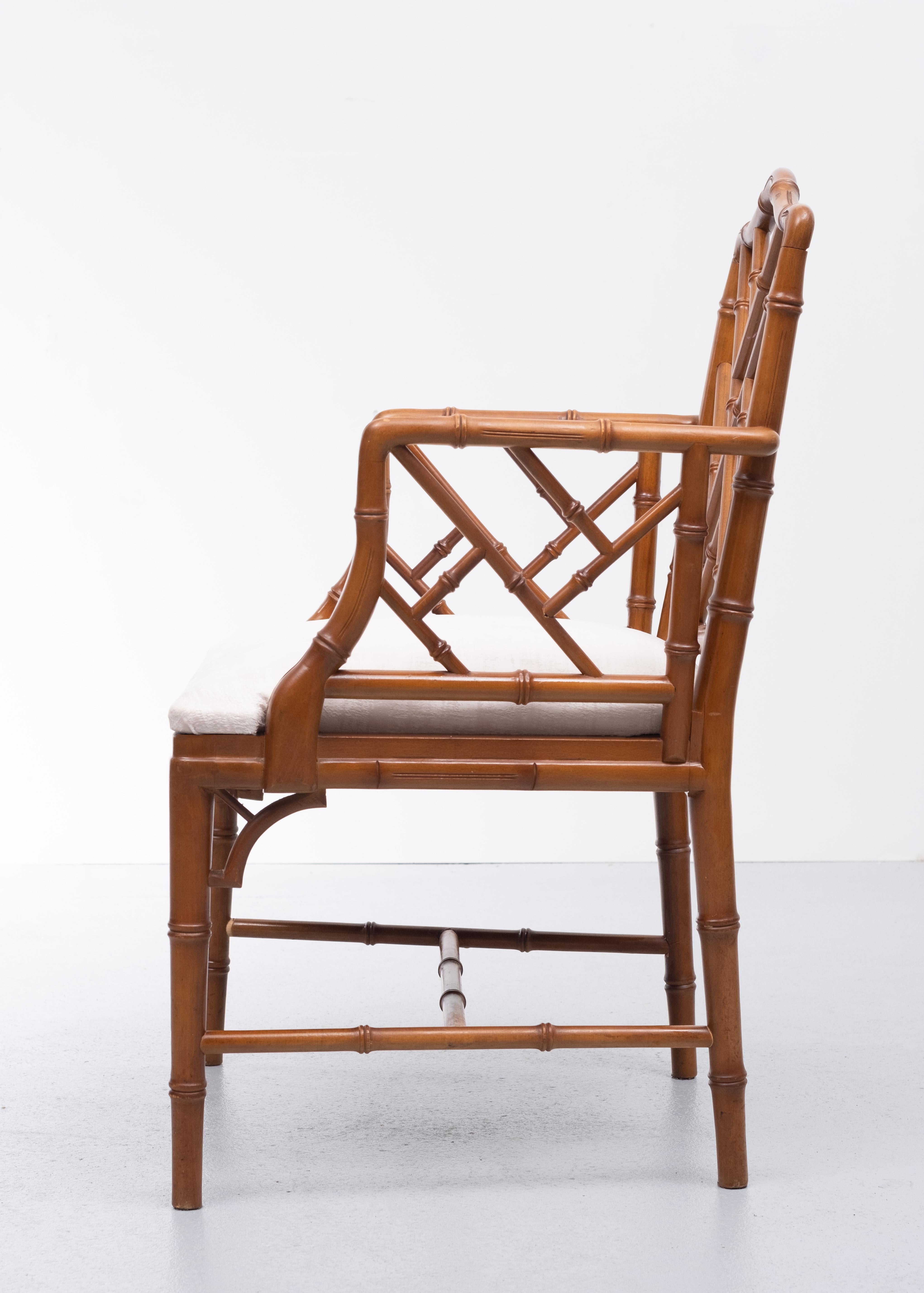 20th Century Chinese Chippendale Style Faux Bamboo Chairs 6