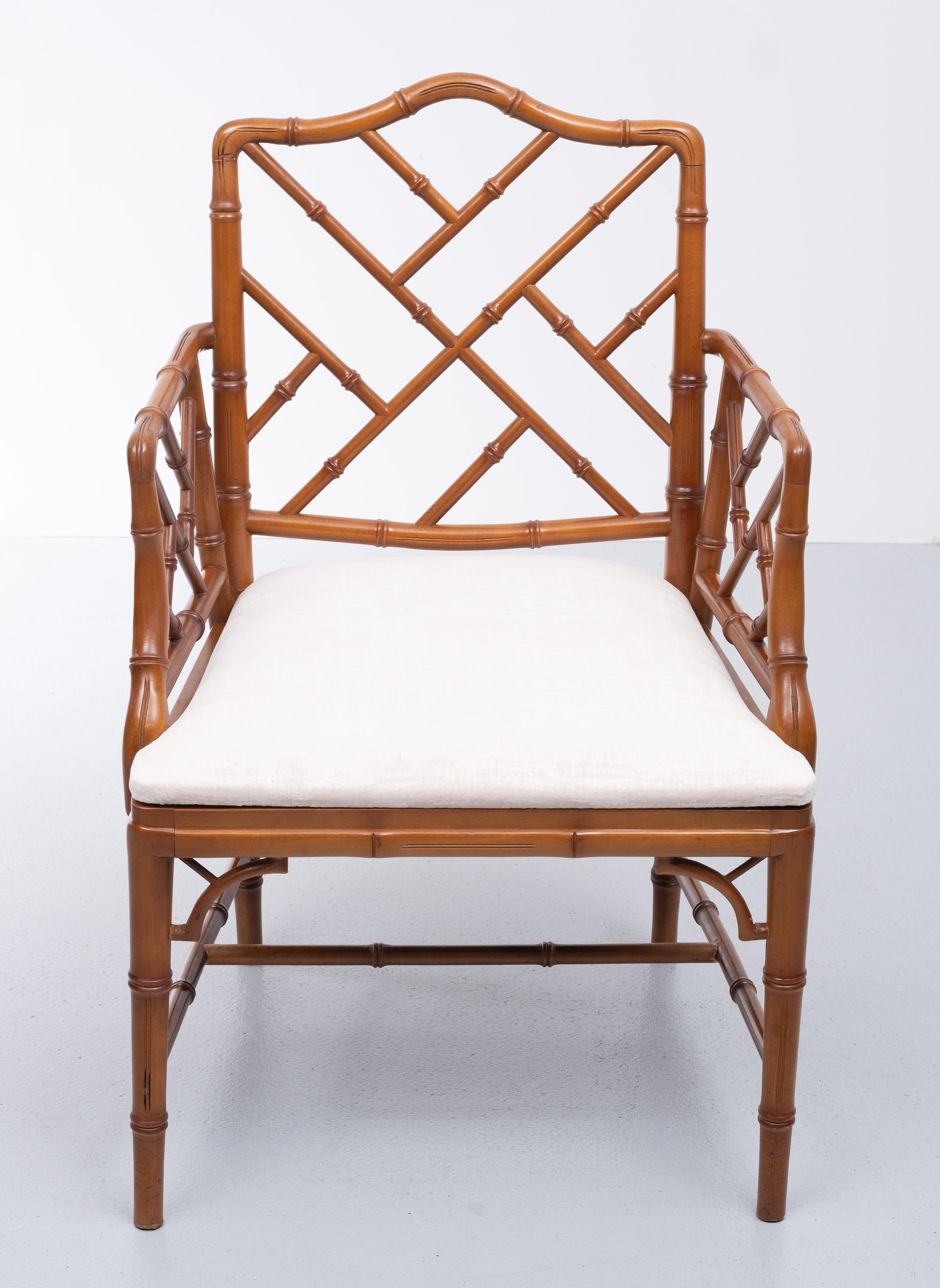 20th Century Chinese Chippendale Style Faux Bamboo Chairs 10