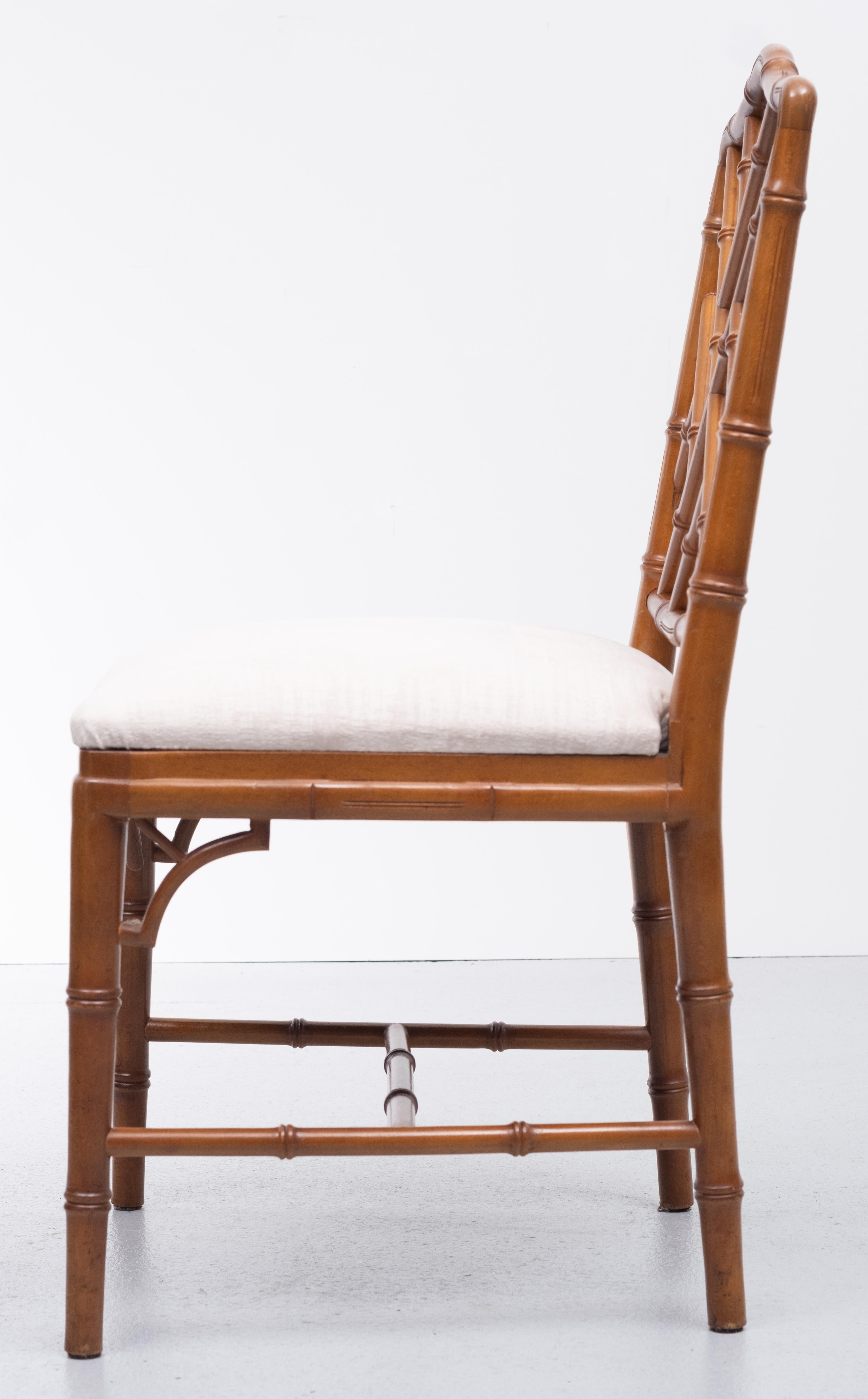 20th Century Chinese Chippendale Style Faux Bamboo Chairs 4