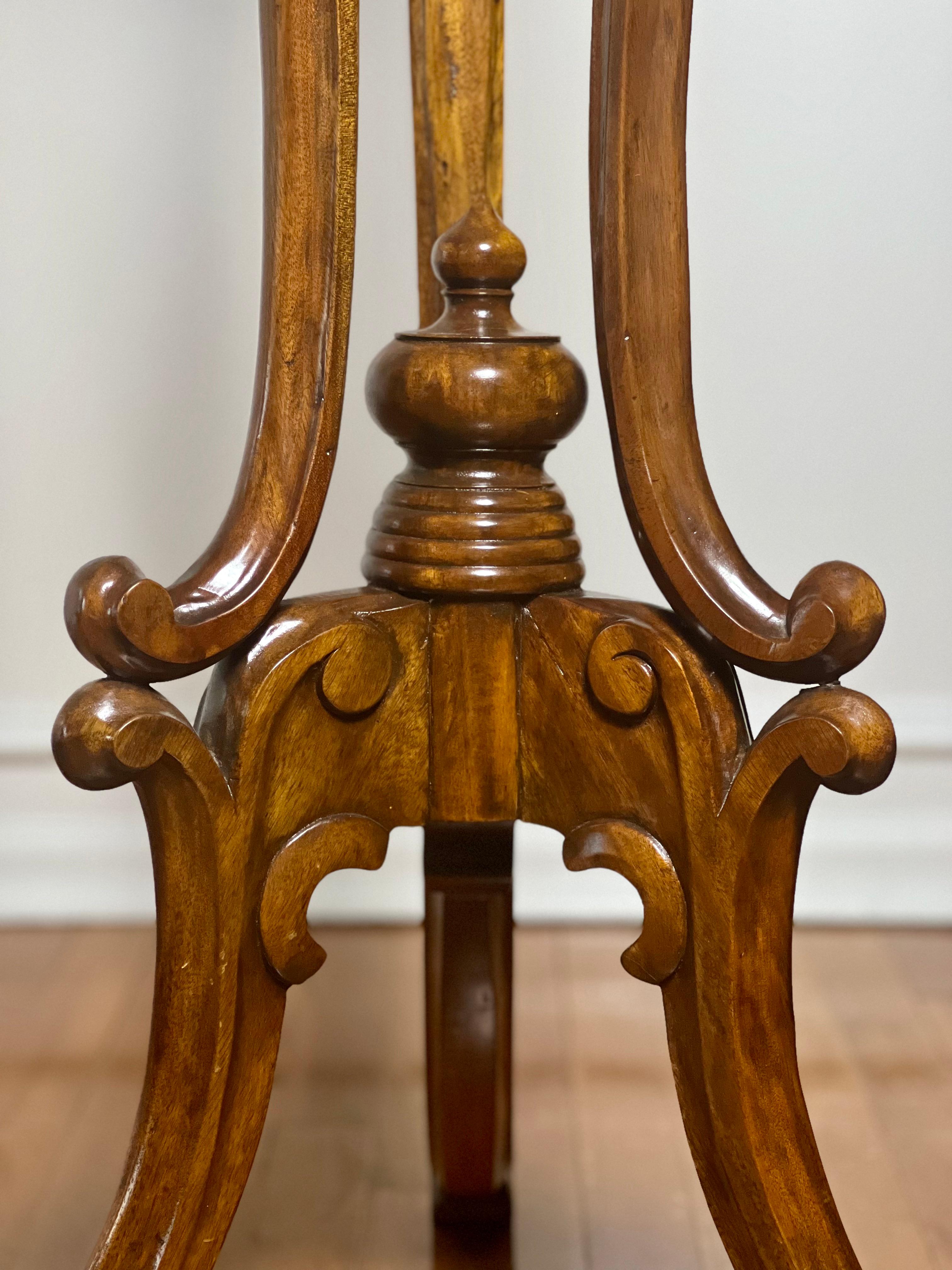 20th Century Chinese Chippendale Style Tall Rosewood Pedestal Stand For Sale 4