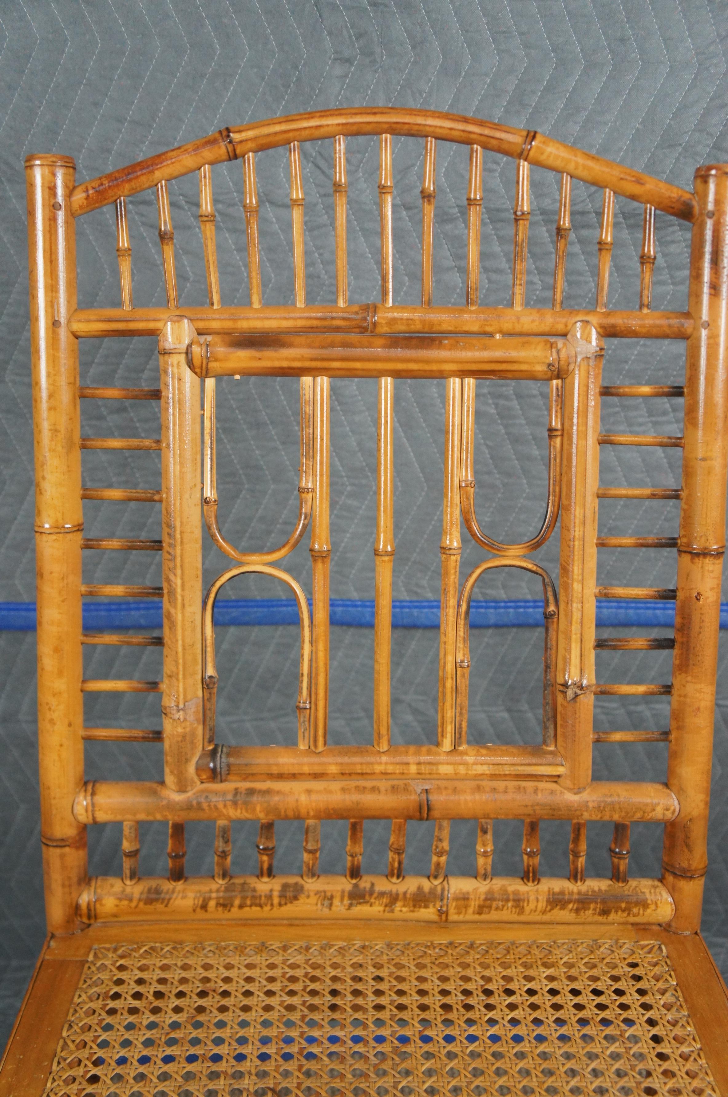 Chinesische Chippendale-Beistellstühle aus Bambus mit Schilfrohr im viktorianischen Stil des 20. Jahrhunderts  im Angebot 6