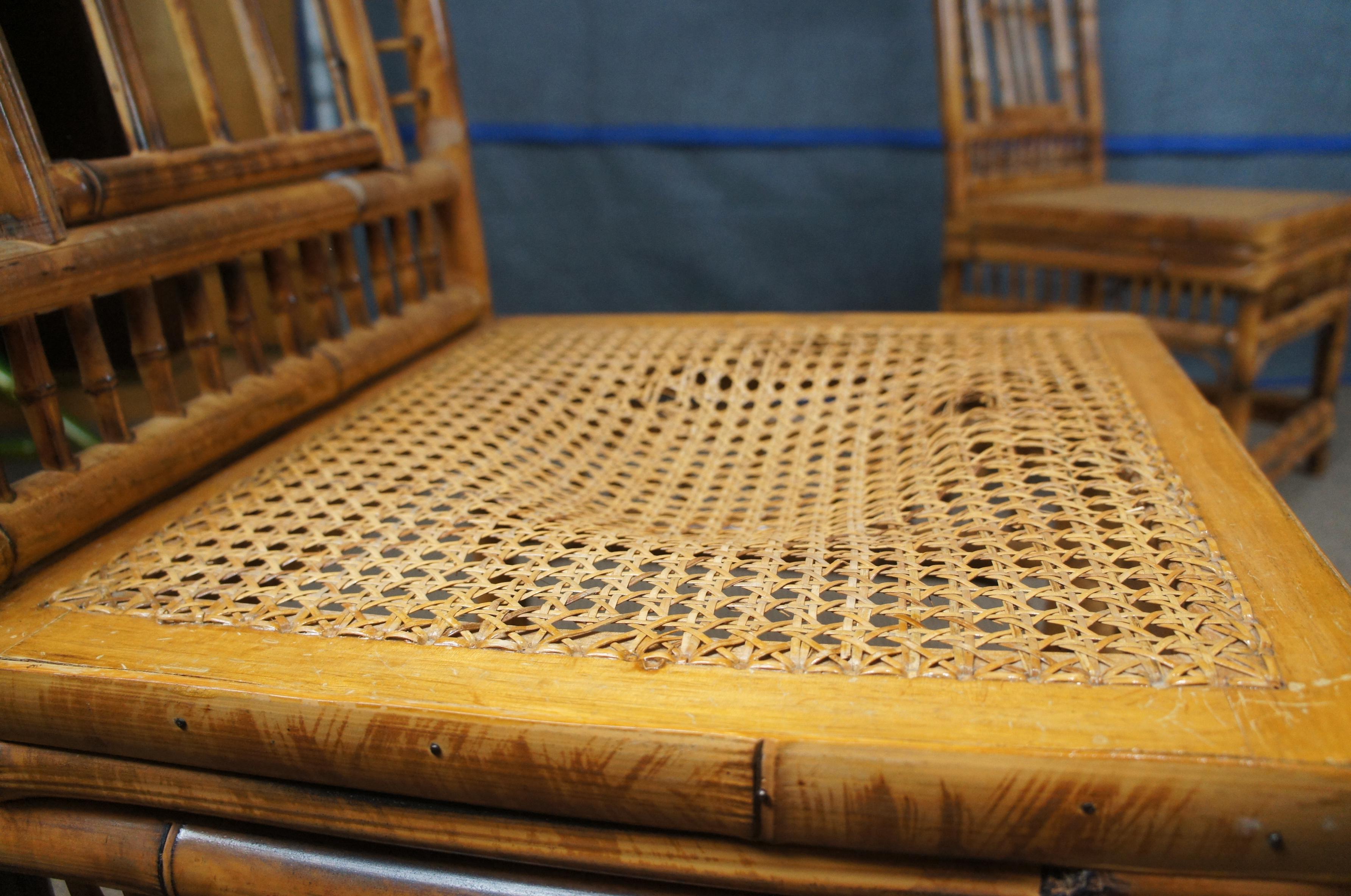 Chinesische Chippendale-Beistellstühle aus Bambus mit Schilfrohr im viktorianischen Stil des 20. Jahrhunderts  im Zustand „Relativ gut“ im Angebot in Dayton, OH