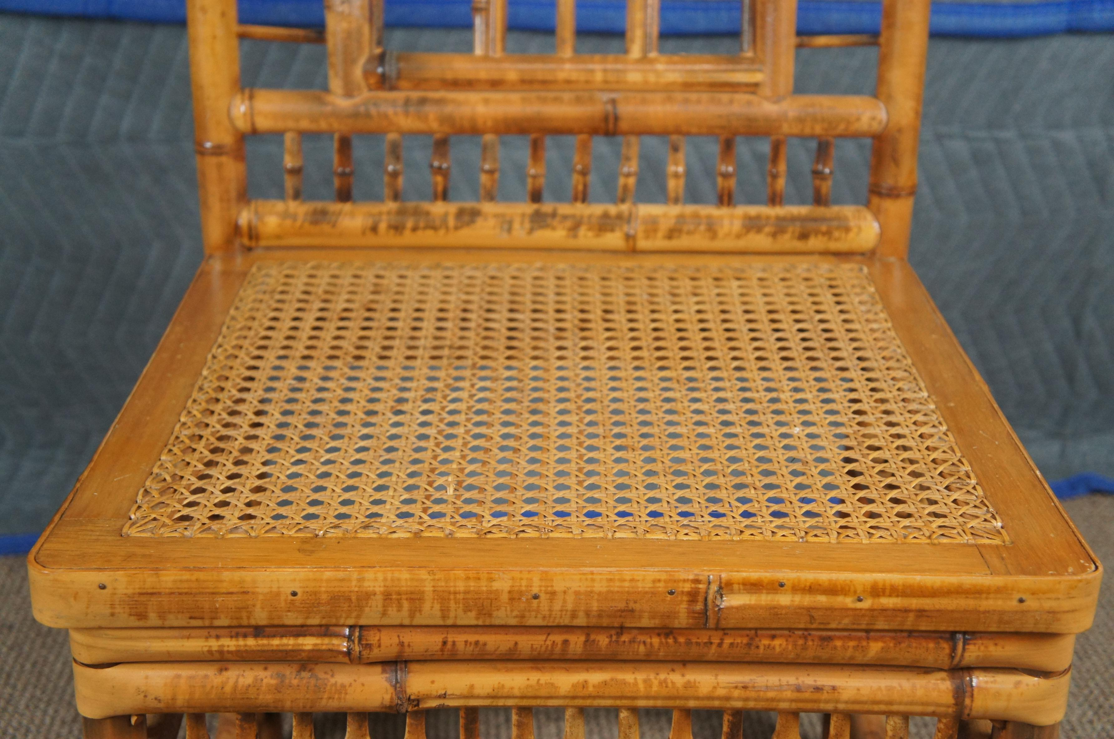 Chinesische Chippendale-Beistellstühle aus Bambus mit Schilfrohr im viktorianischen Stil des 20. Jahrhunderts  im Angebot 5