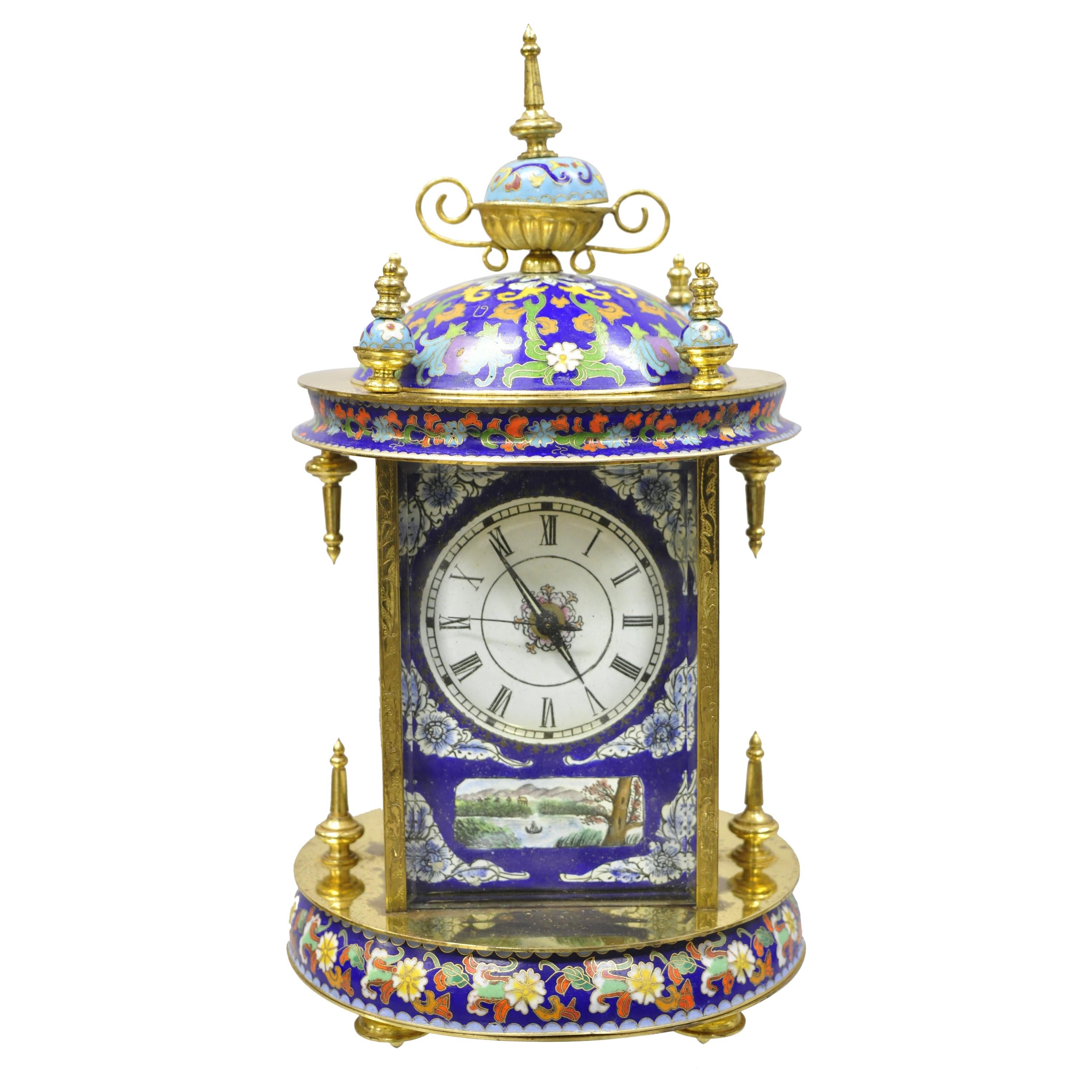 Collectible Old Chinese cloisonne Handwork Mechanical Table Clock 