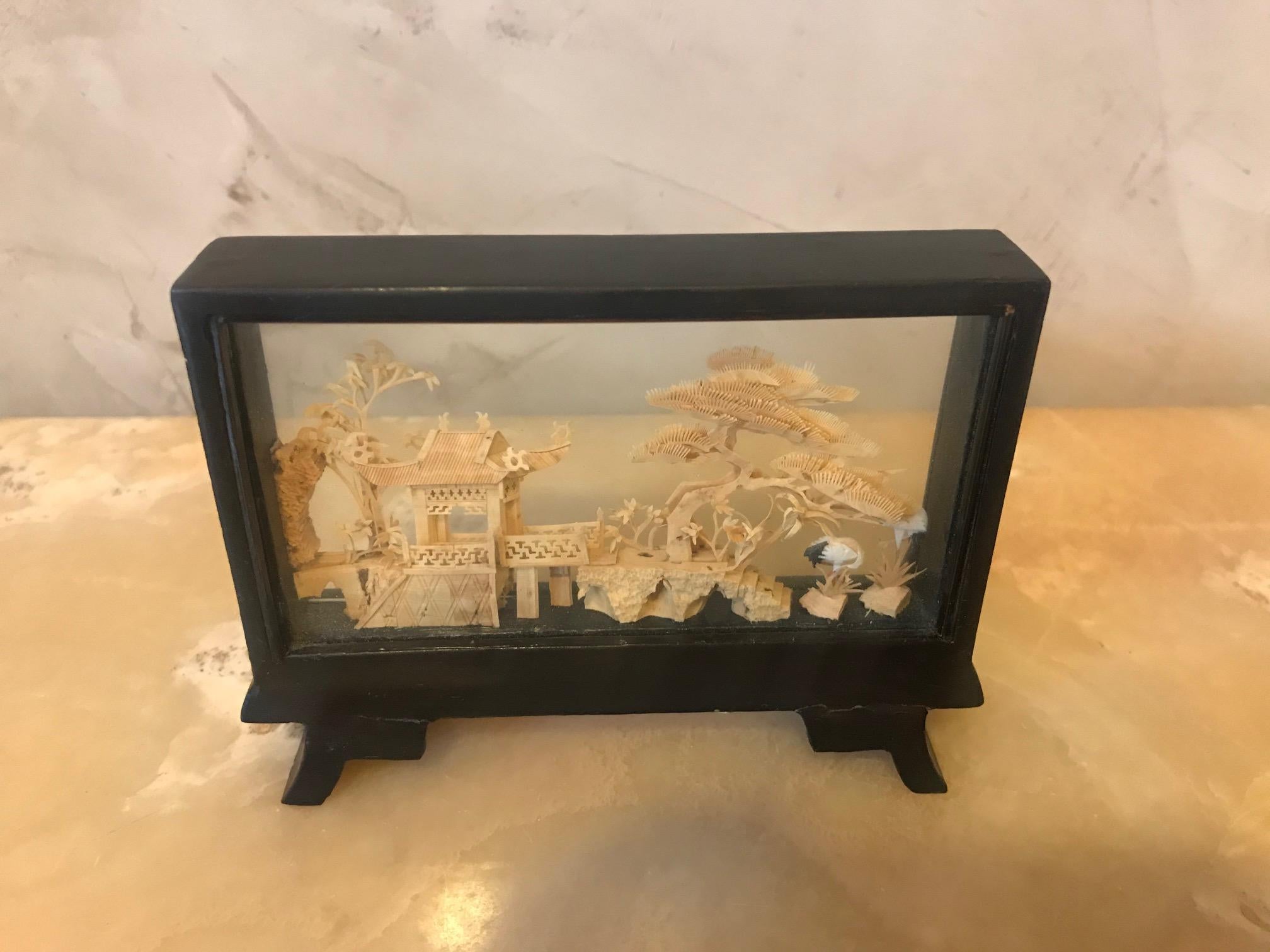 vintage chinese cork diorama