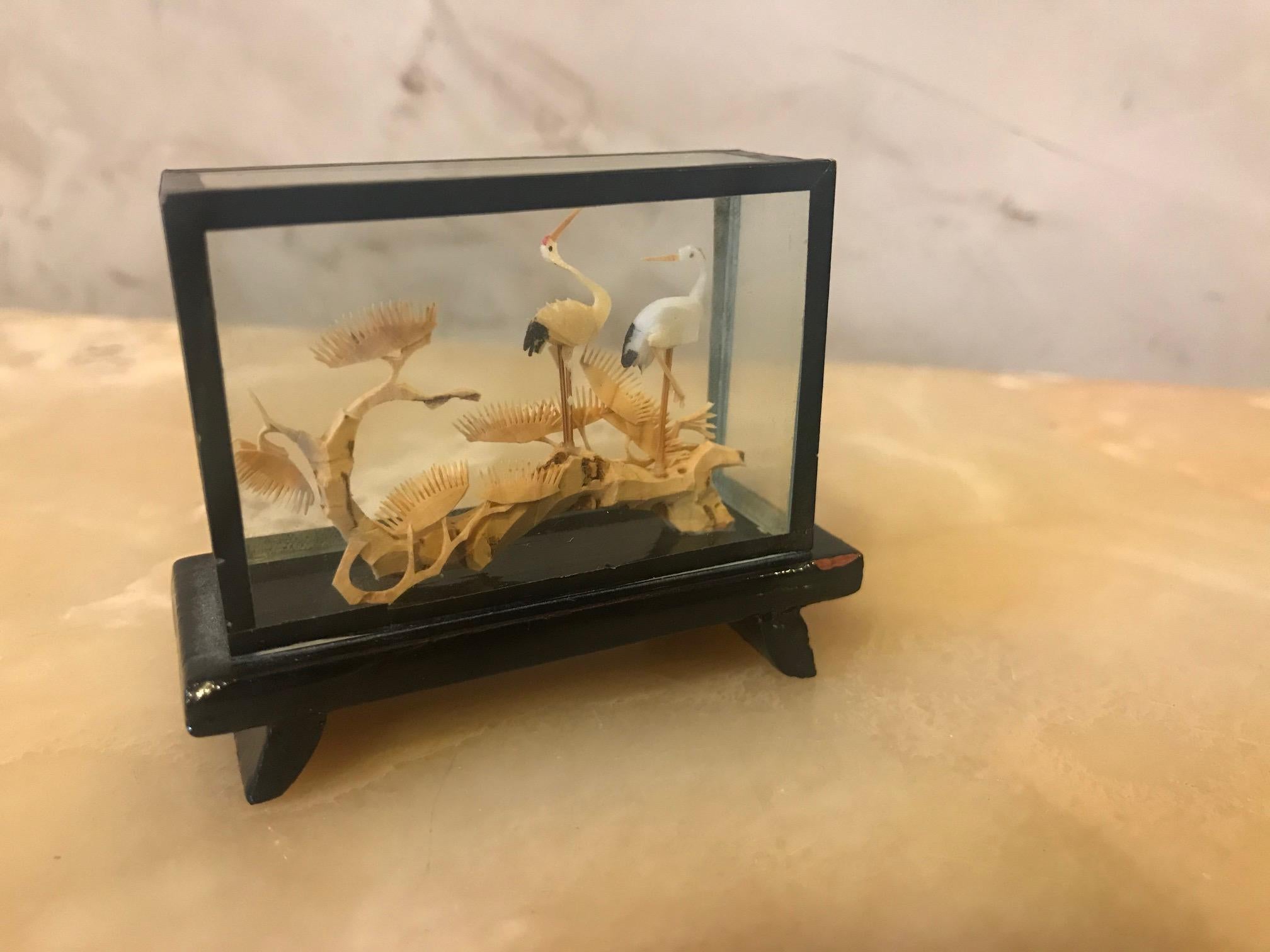 carved cork diorama