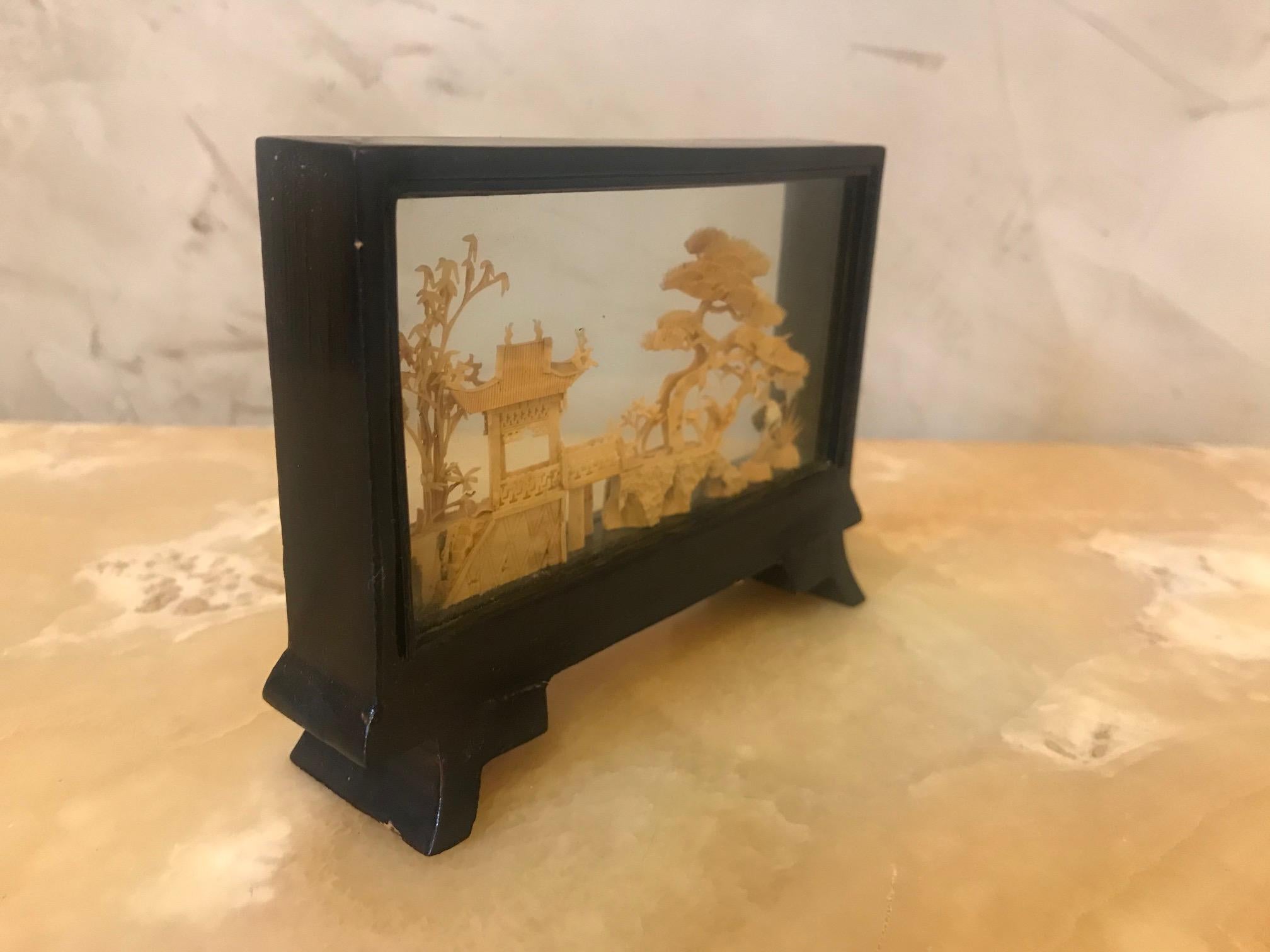 20th Century Chinese Cork Diorama, 1950s In Good Condition In LEGNY, FR