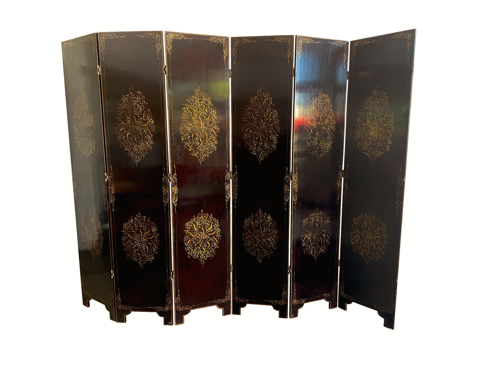 20th Century Chinese Coromandel 6-Panel Folding Screen For Sale 8