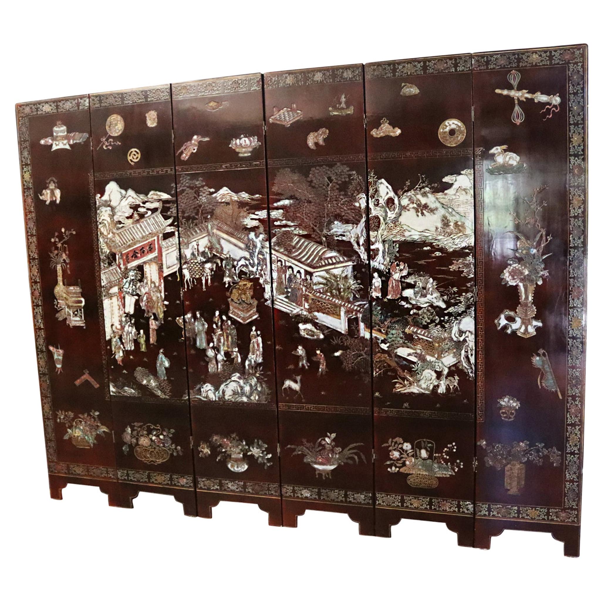 20th Century Chinese Coromandel 6-Panel Folding Screen
