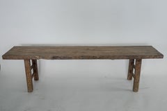 20th Century Chinese Elm Bench – Rustic Solid Wood with Minimalist Design