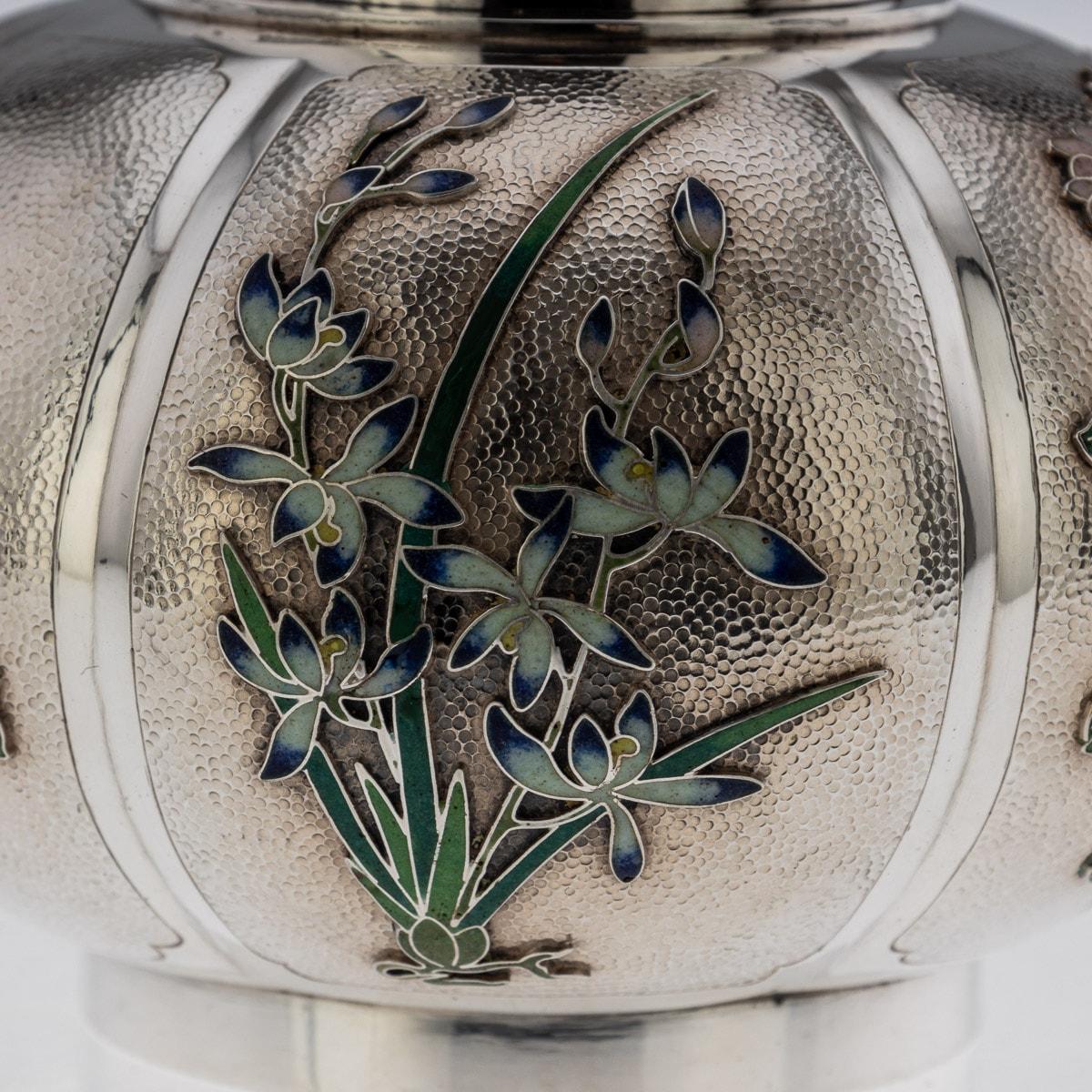 20th Century Chinese Export Solid Silver & Enamel Tea Caddy, Luen Wo, c.1900 7