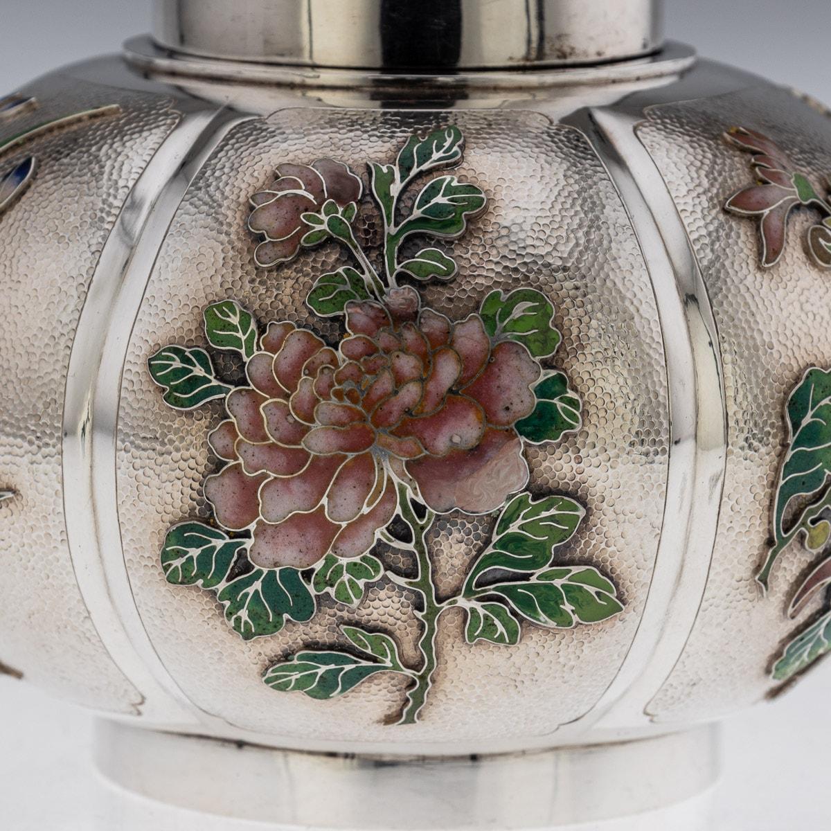 20th Century Chinese Export Solid Silver & Enamel Tea Caddy, Luen Wo, c.1900 8