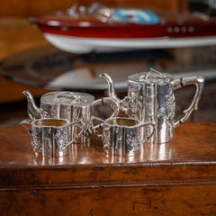 20th Century Chinese Export Solid Silver Four Piece Tea Set, Singfat, c.1900